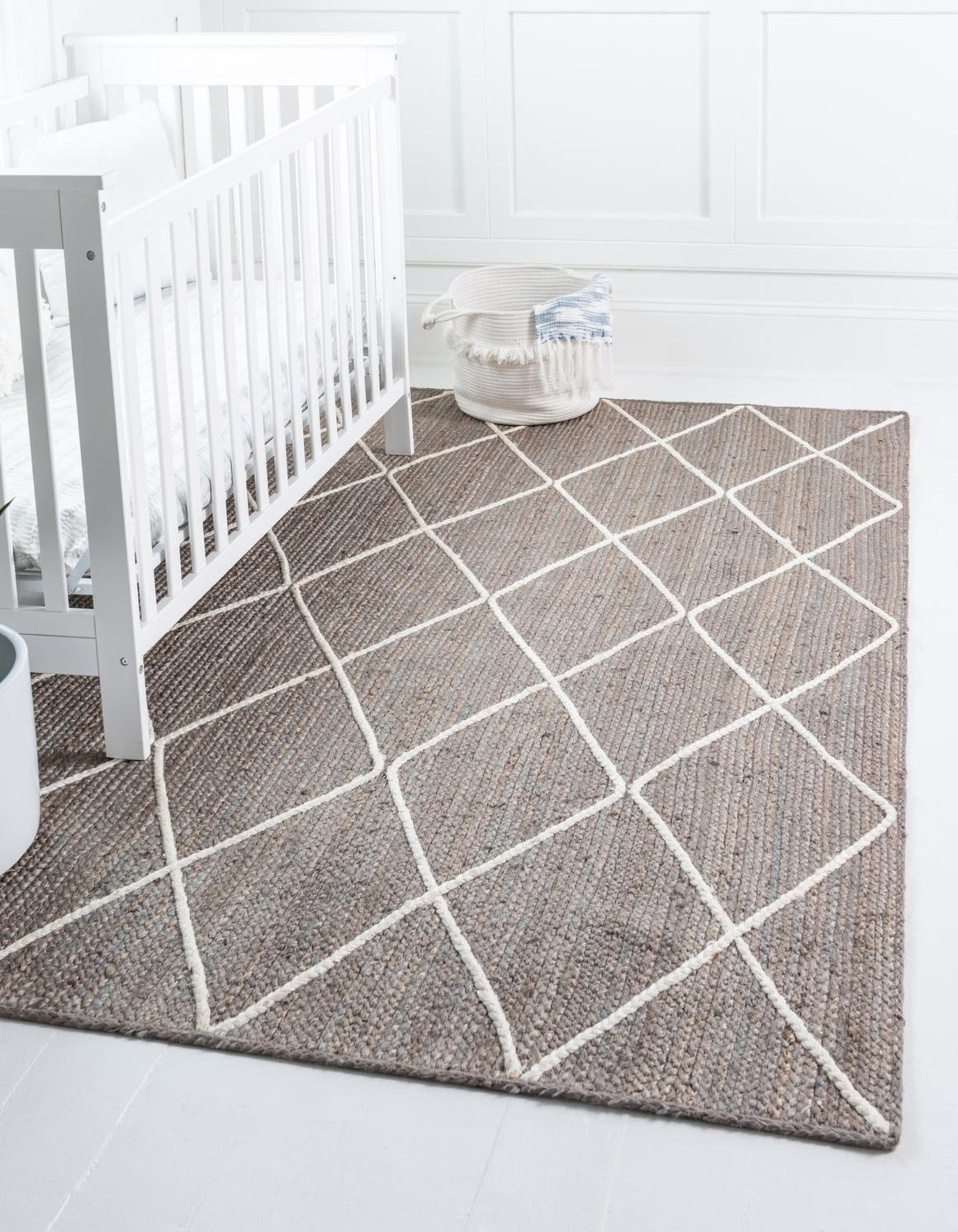 Unique Loom 3146857 Braided Jute 5 x 8 (ft) Braided Jute Gray Rectangular Indoor Solid Area rug