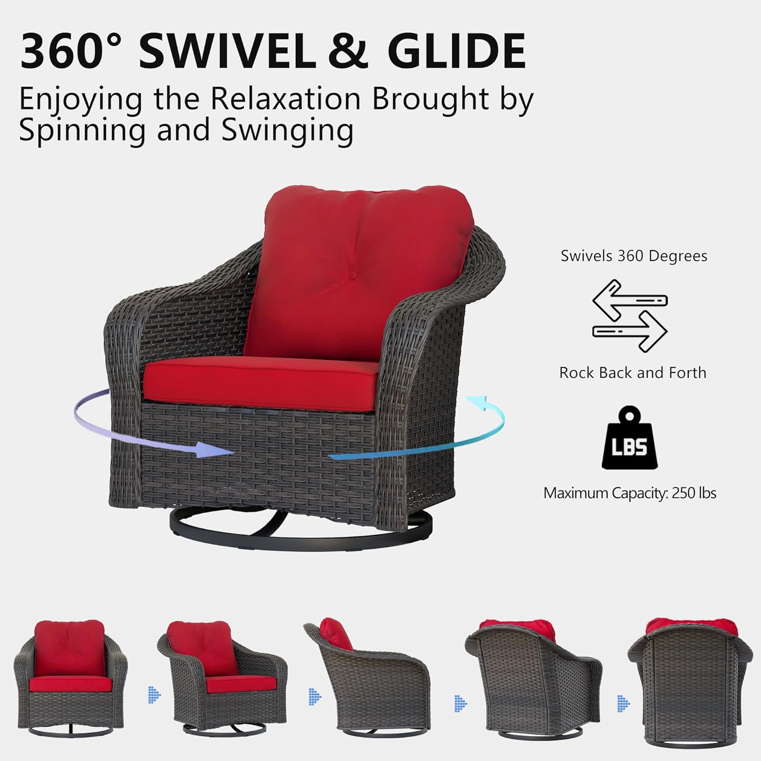Gardenbee HGL-M85-RED Patio-Chairs - View #4