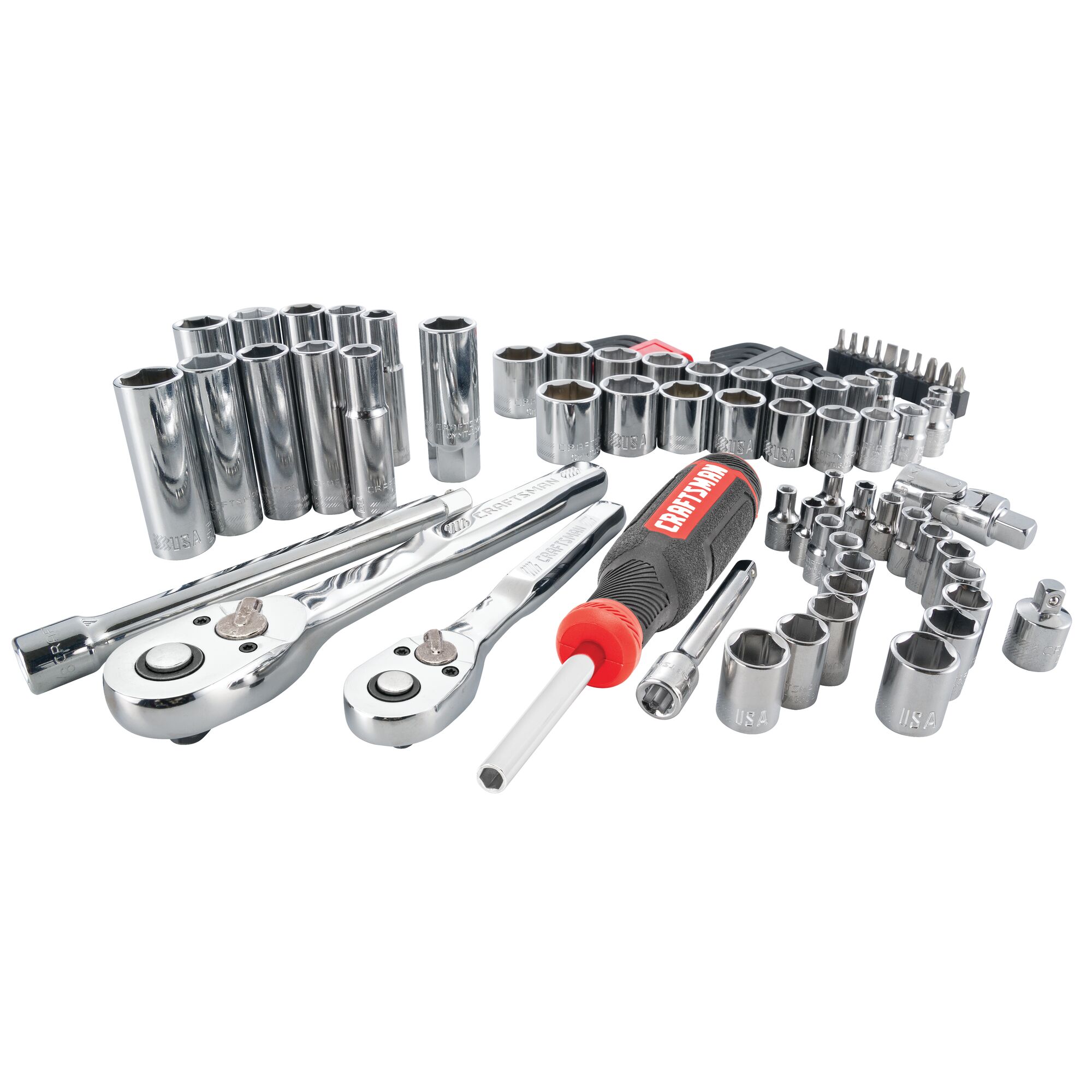 CRAFTSMAN 88-Piece Hard and Tool Polished at Set Standard Tool department Mechanics Case the with in Sets Metric Mechanics (SAE) Chrome