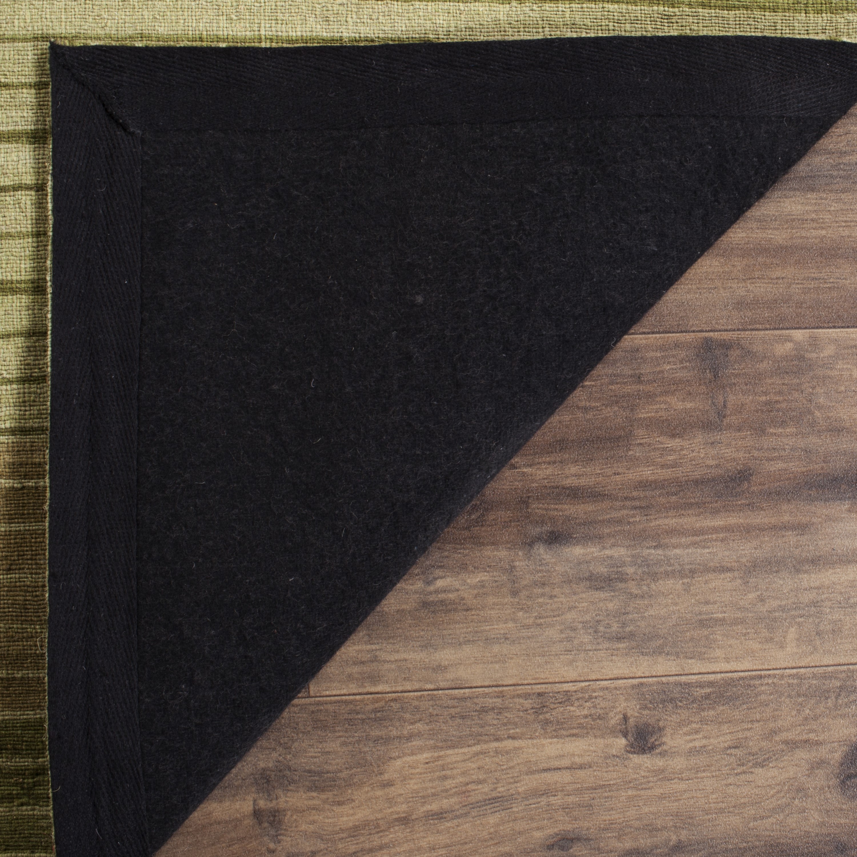 Green Flat Woven Wool 4' x 6' Handmade Reversible Rug