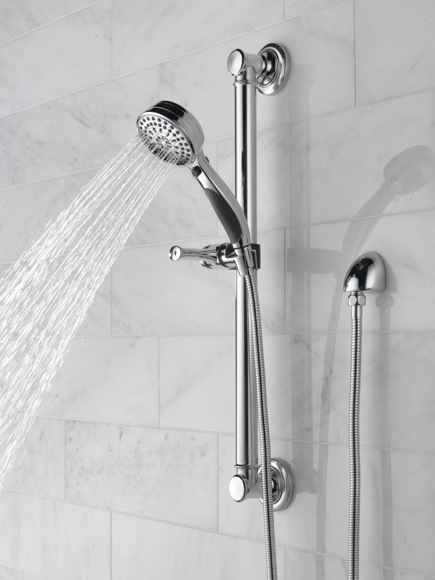 Chrome Adjustable Multi-Head Handheld Shower with Slide Bar