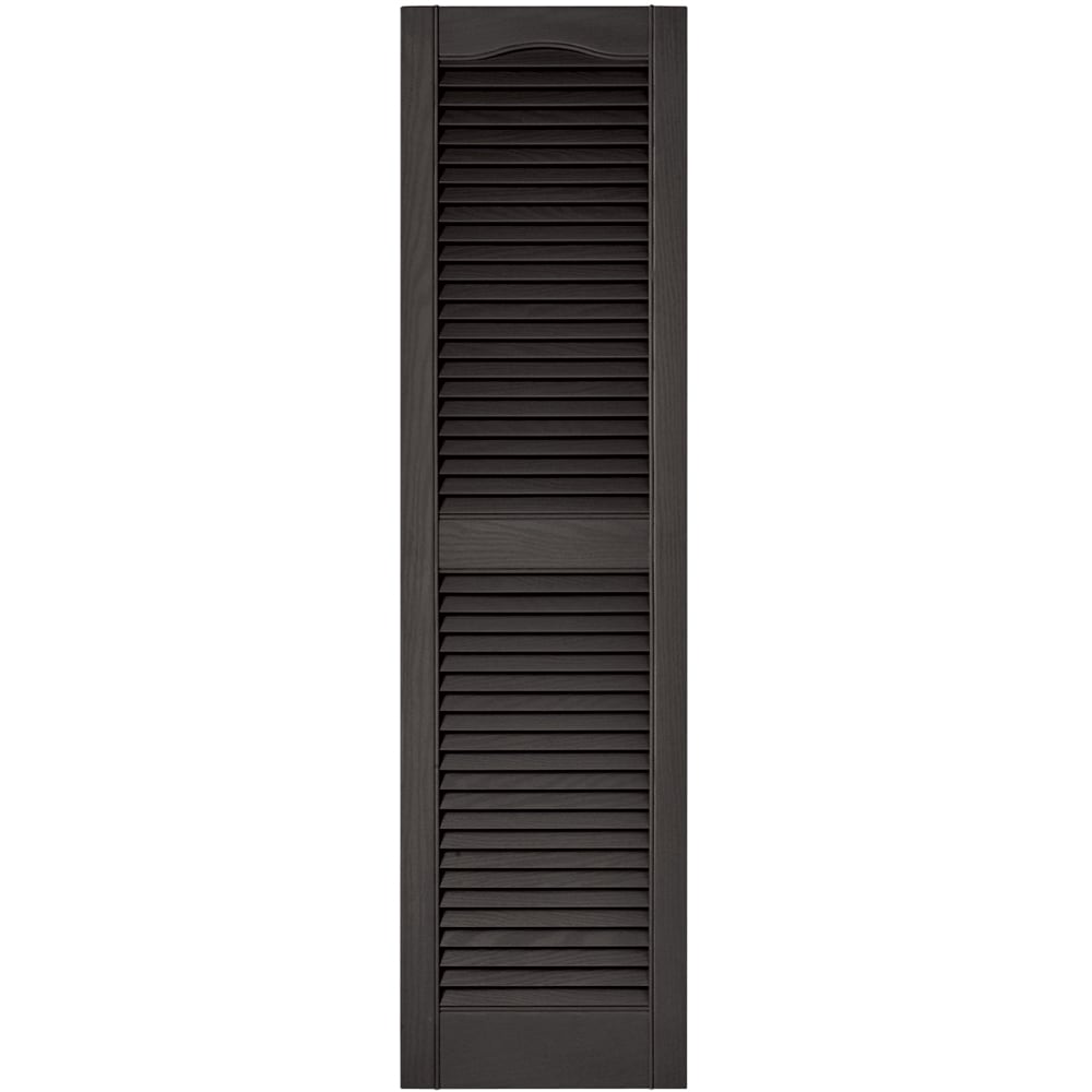 Vantage 14.563-in W x 54.75-in H Charcoal Louvered Exterior Shutters in ...