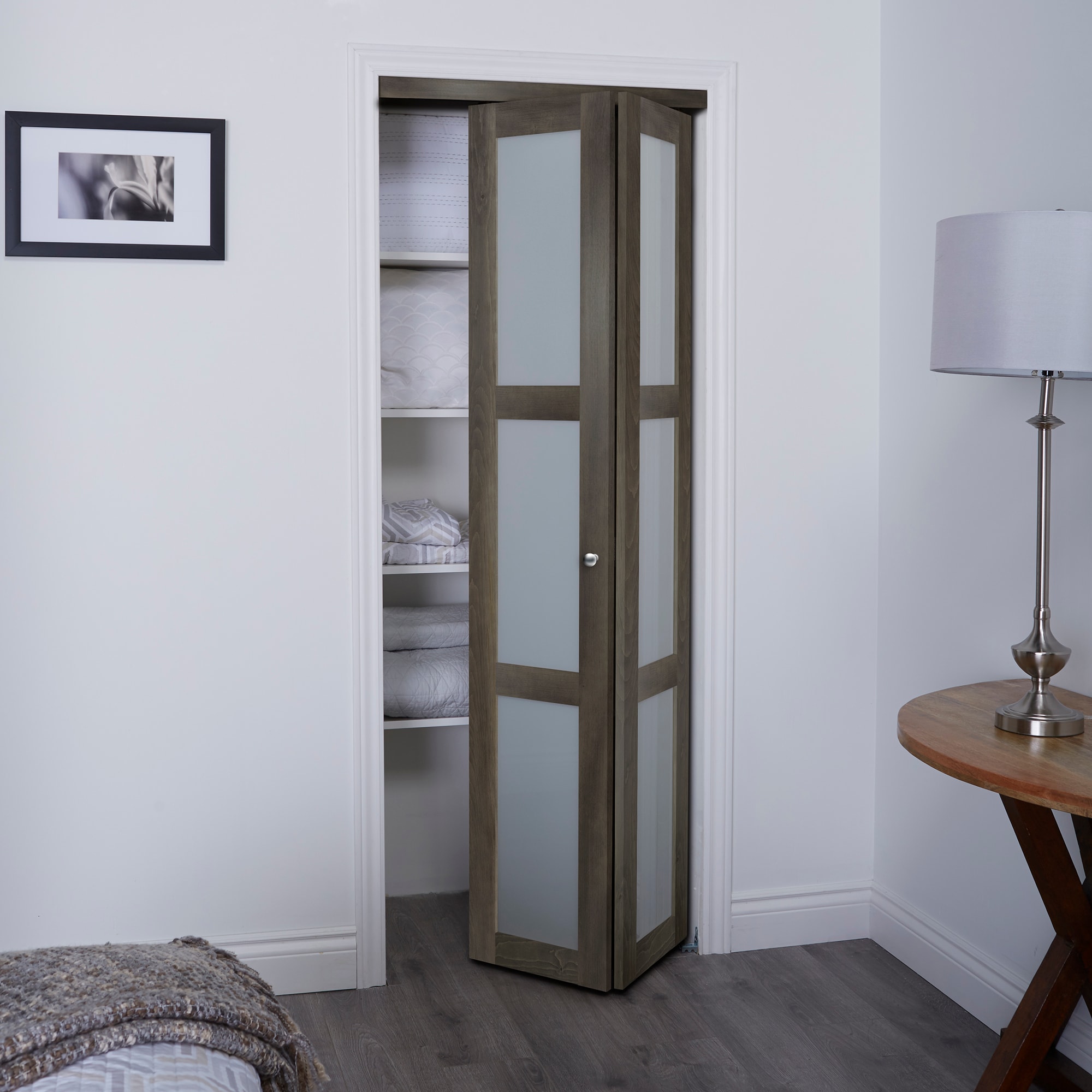 RELIABILT Euro 36-in x 80-in Gray Prefinished Mdf Closet Bifold Door ...