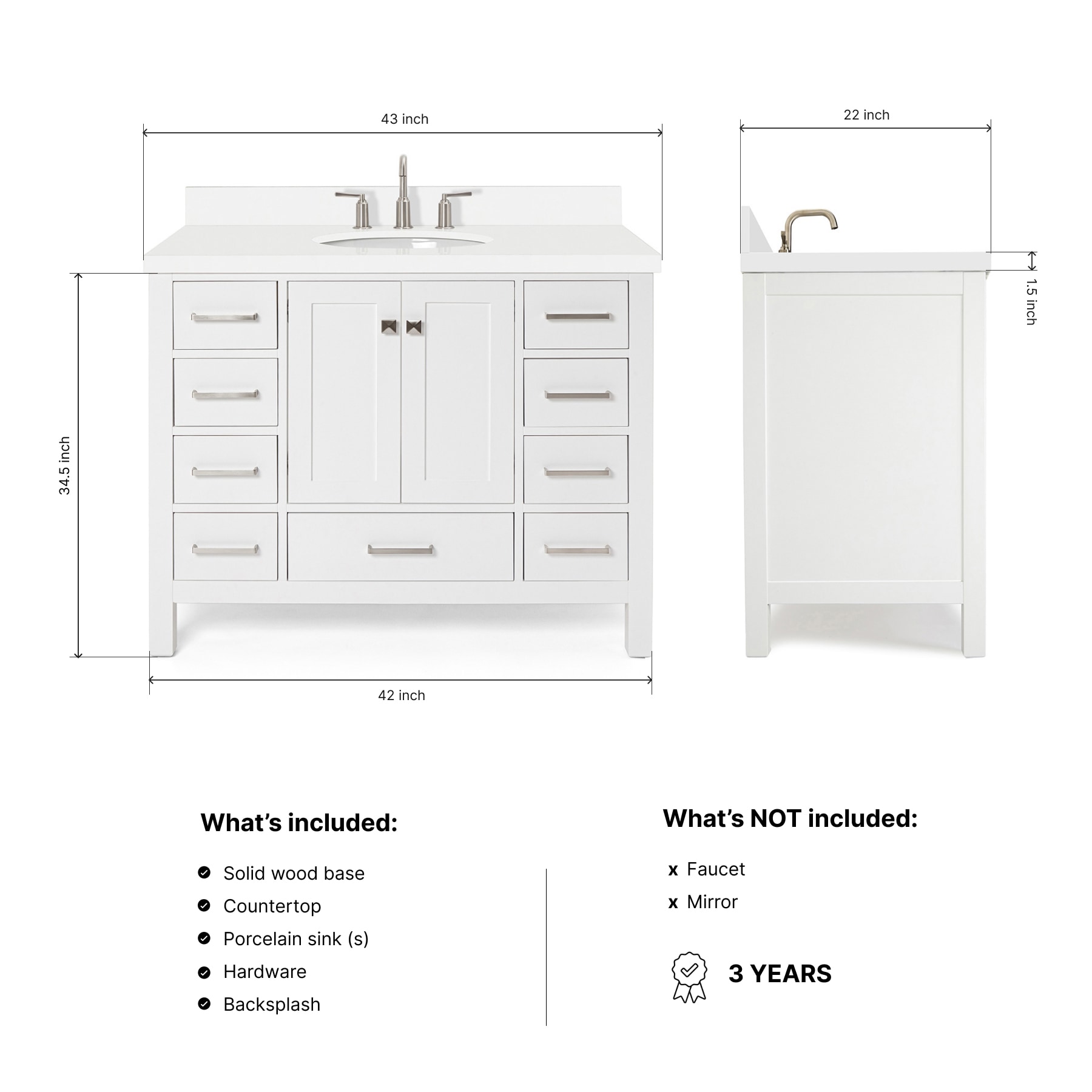ARIEL A043SWQOVOWHT Bath-Vanity-Combo - View #3