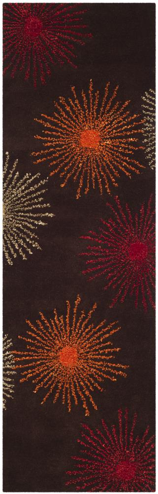 Safavieh SOH712B-210 Soho Starburst 2 x 10 (ft) Tufted Wool Brown/Multi Rectangular Indoor Abstract Runner rug