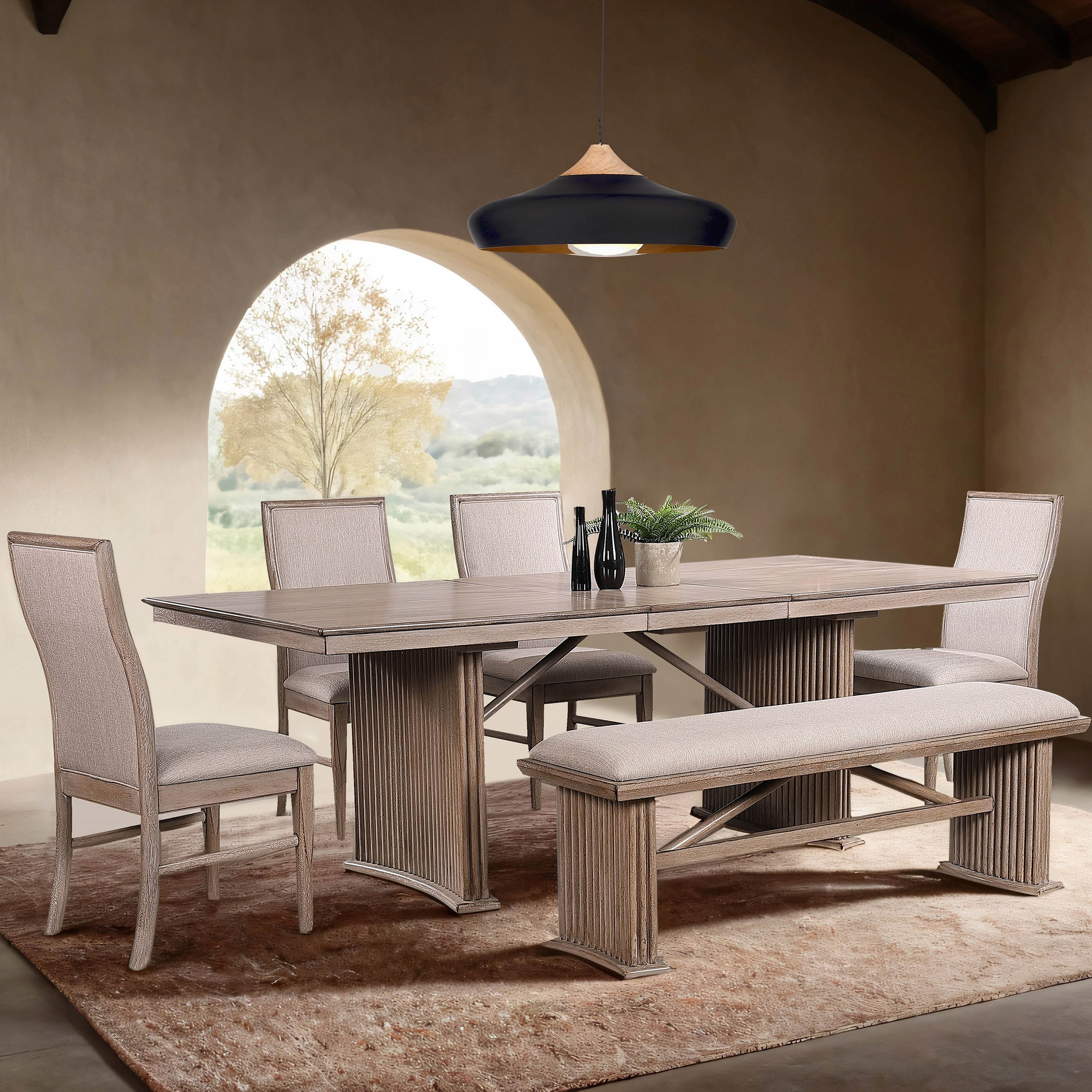 Furniture of America IDF-3230NTT-6PC Luna Natural Ash Contemporary/Modern Dining Room Set with Rectangular Table ( Seats 6 )