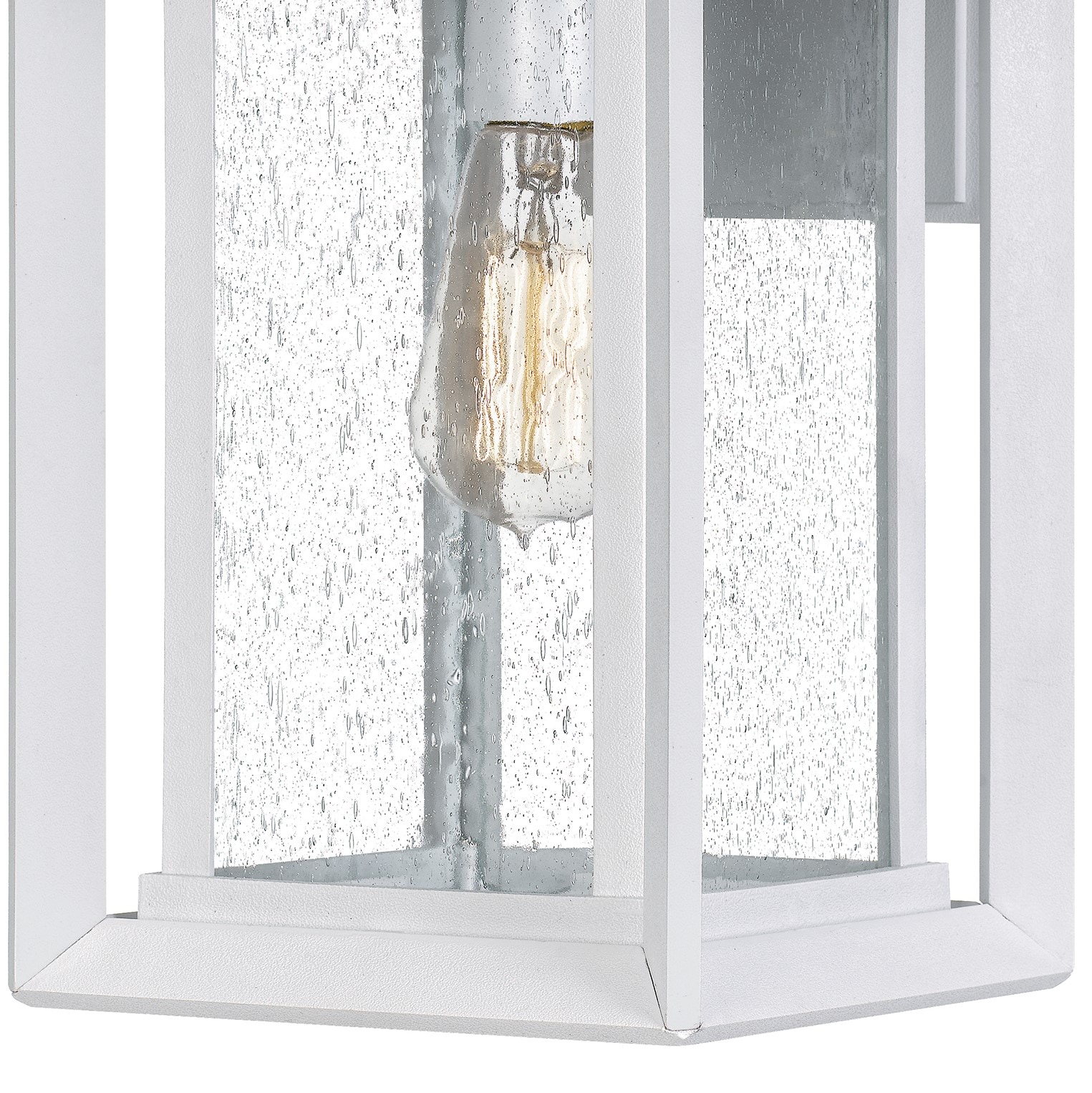 White Coastal Armour Outdoor Wall Lantern with Clear Seedy Glass