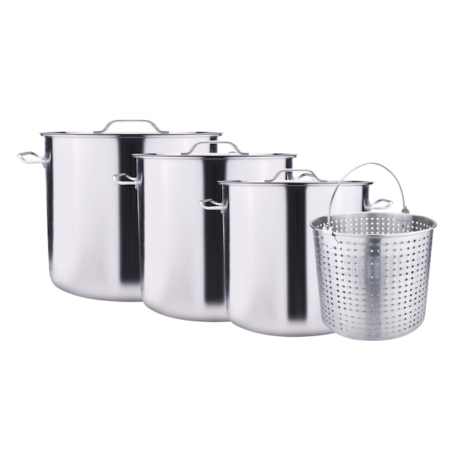 Arc 84QT Large Crawfish Seafood Boil Pot with Basket, Stainless Steel Stock Pot with Strainer, Outdoor Propane Turkey Fryer Pot, Perfect for Lobster
