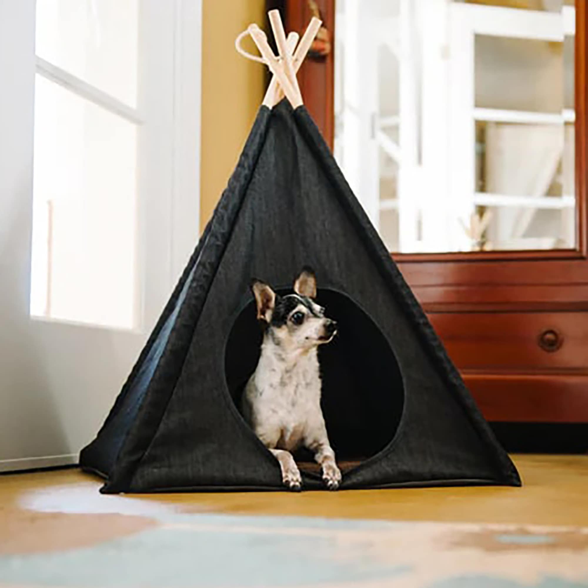 Large Urban Denim Cotton Canvas Pet Teepee Tent