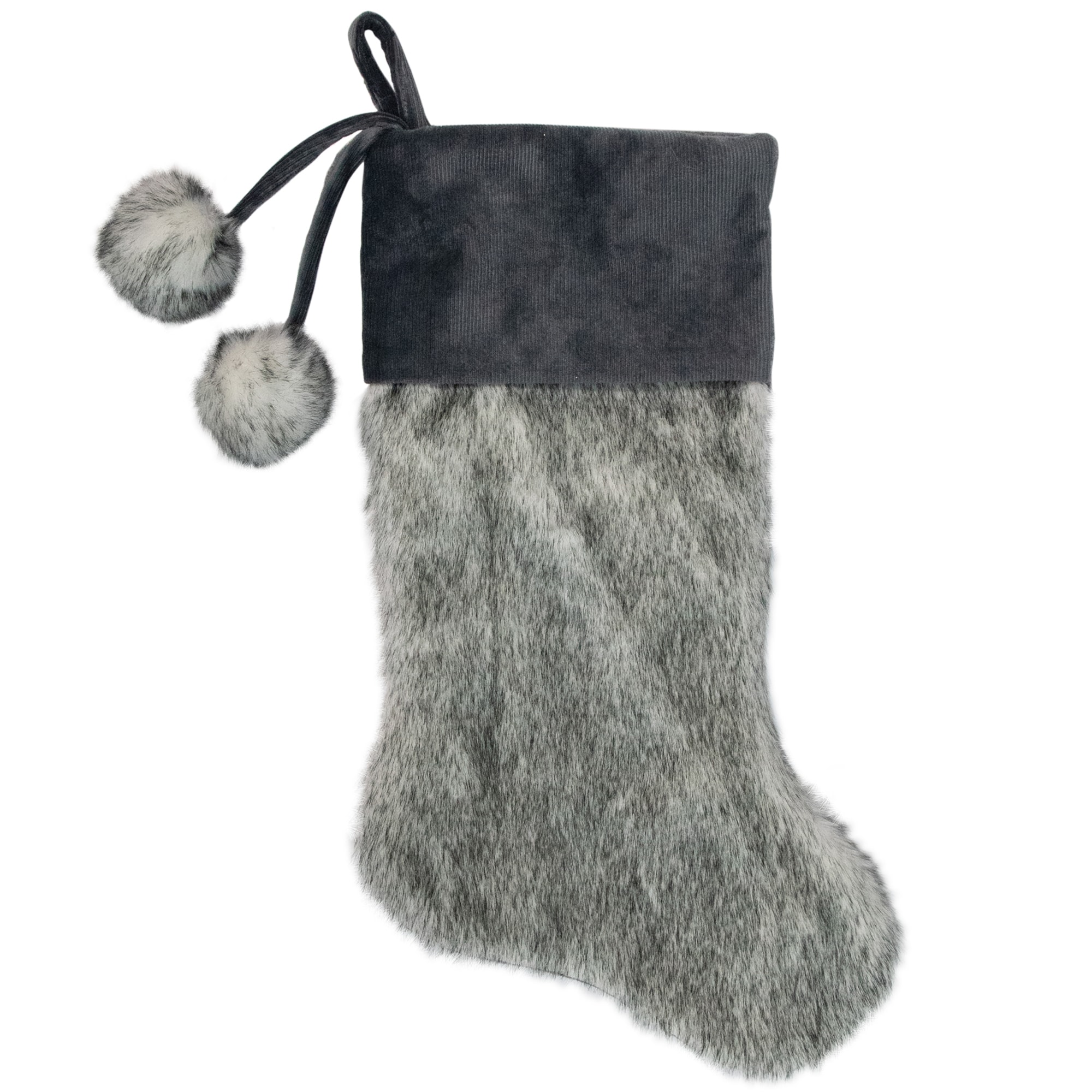 Northlight 34315027 20.5-in Gray Fur Christmas Stocking