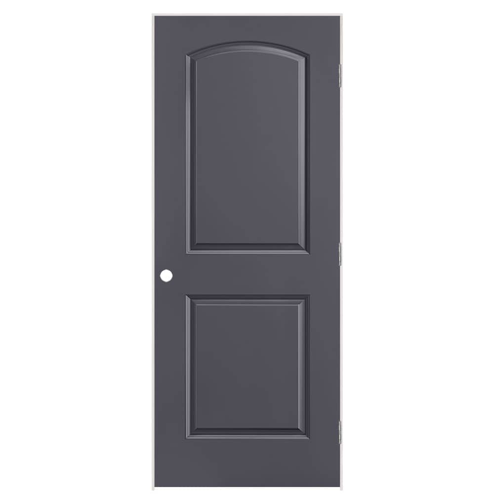 Masonite 1317852 32-in x 80-in Slate Solid core 2-panel round top Left hand Smooth Prefinished Molded composite Flat Jamb Single Prehung Interior Door