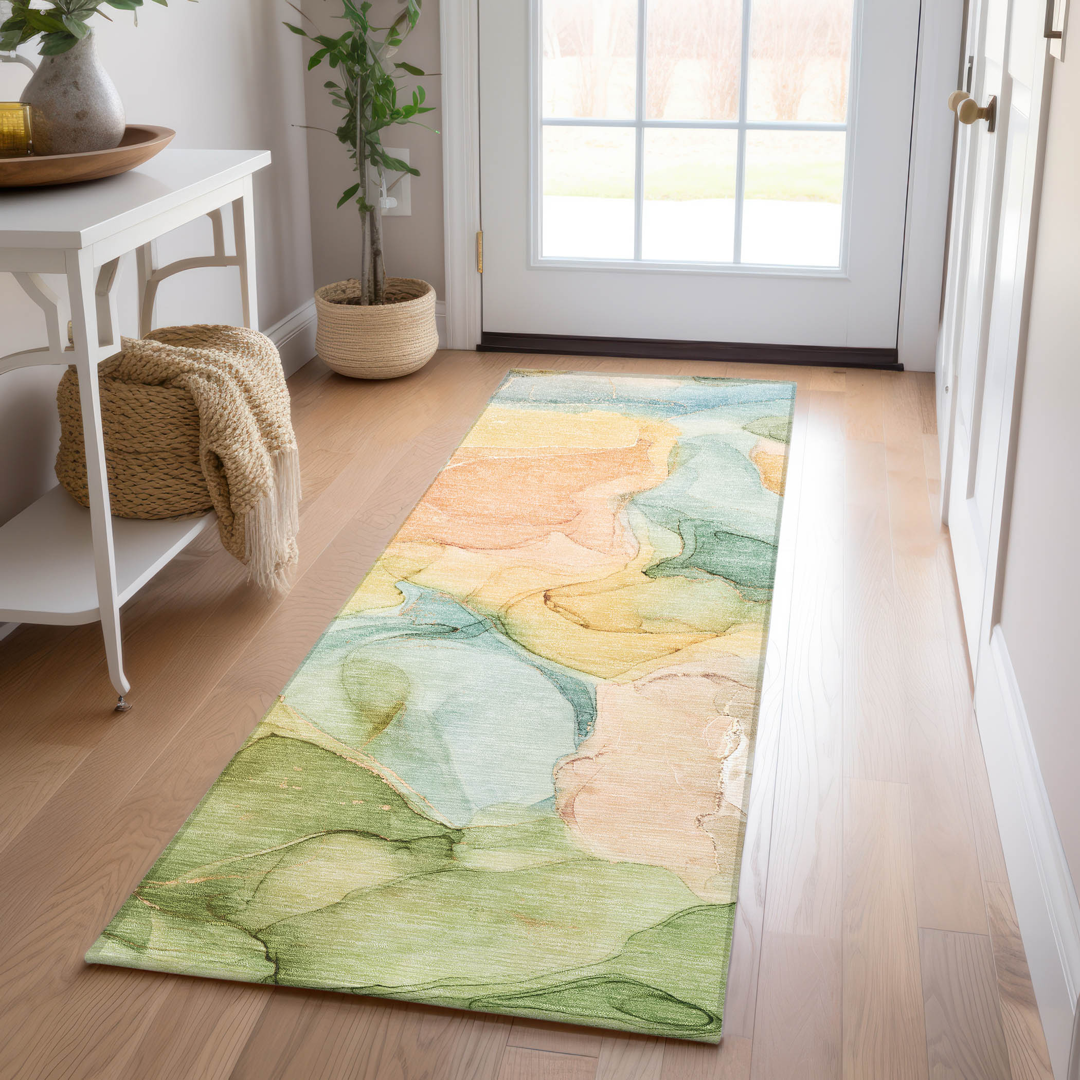 Addison Rugs ACN505BU2X8 Chantille ACN505BU 2 x 7 (ft) Polyester Green Rectangular Indoor/Outdoor Abstract Machine washable Area rug