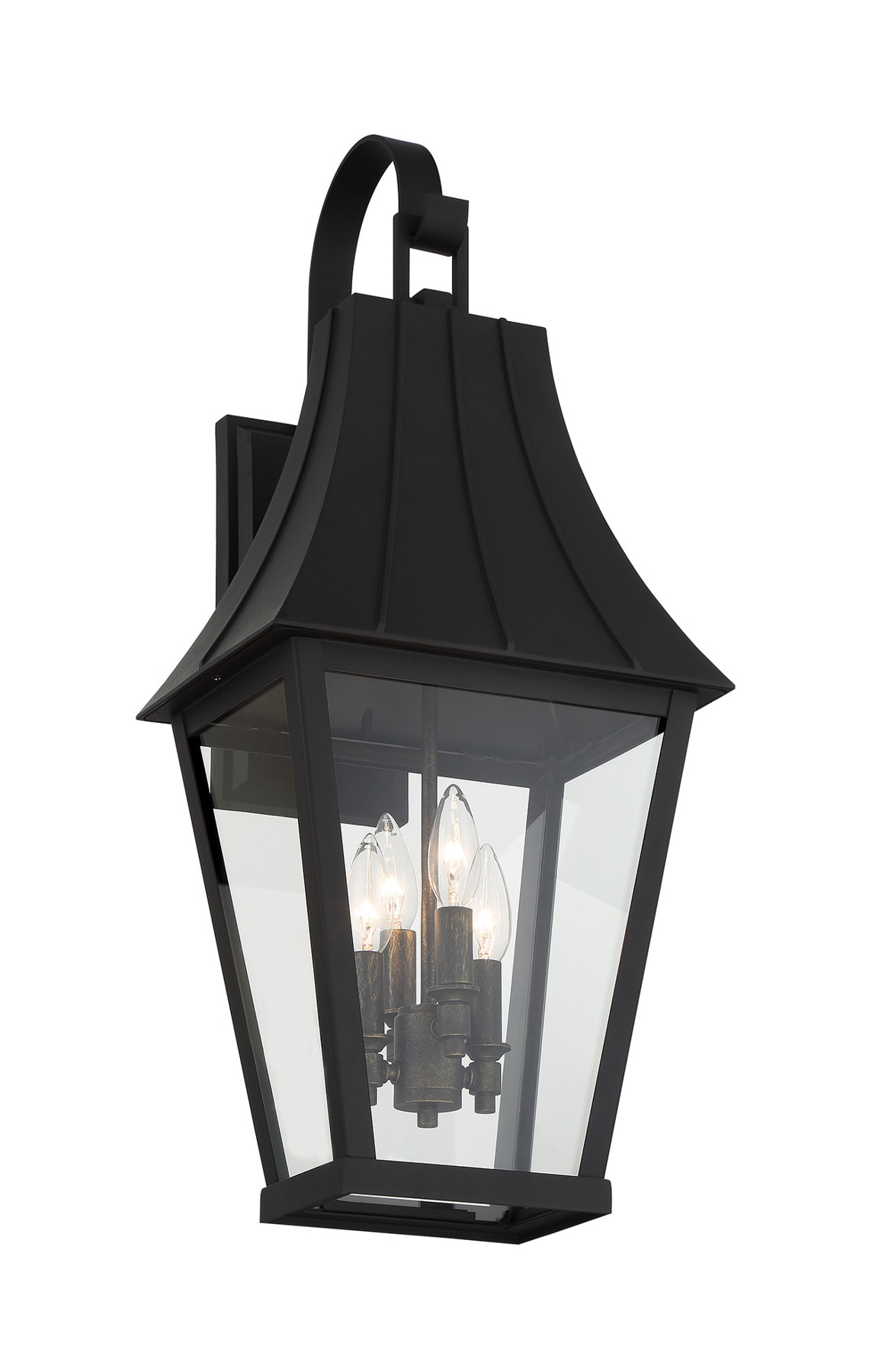 Black and Gold Glass 4-Light Dimmable Sconce