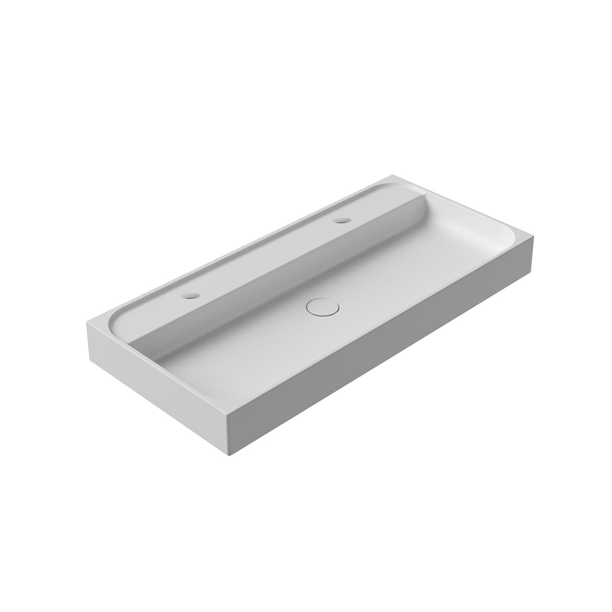 WS Bath Collections UNIT PLUS 100A.02 Unit Plus Ceramic Wall-mount Rectangular Modern Glossy White Bathroom Sink ( 39.6-Inches x 18.1-Inches )