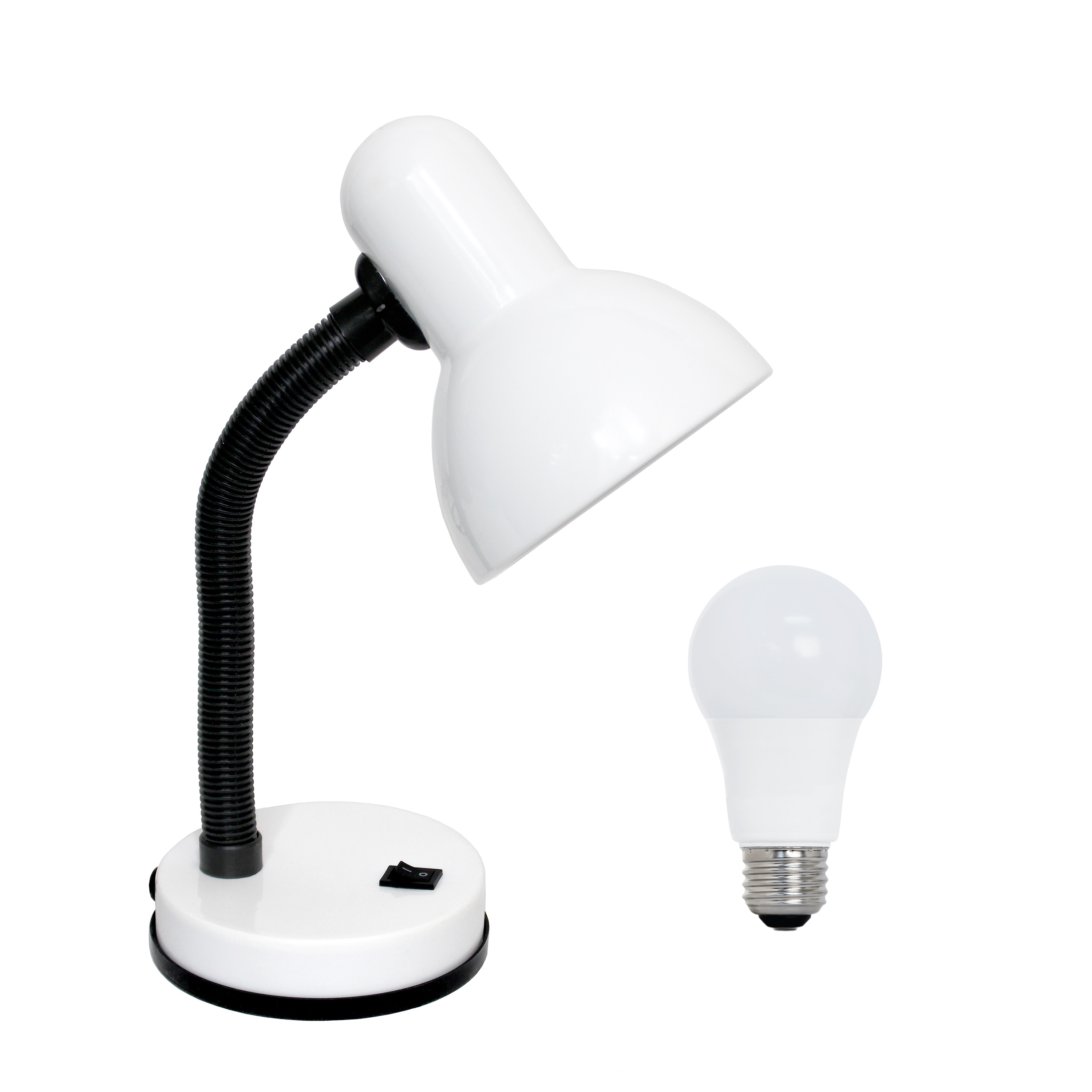 Simple Designs LD1003-WHT-LB 14.25-in White Standard Desk Lamp with Metal Shade