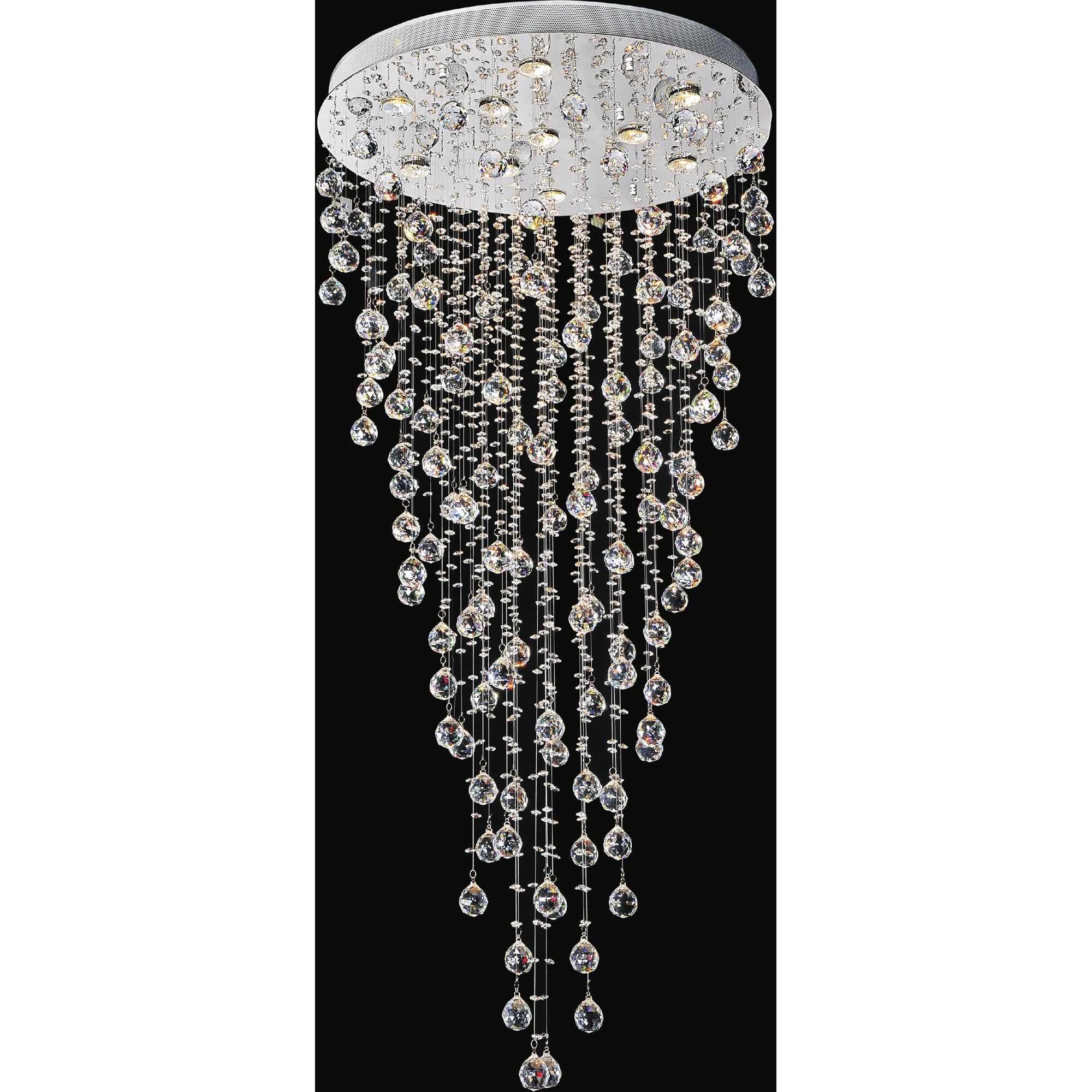 CWI Lighting 6601C28C Rain Drop 10-Light Chrome Flush Mount Light
