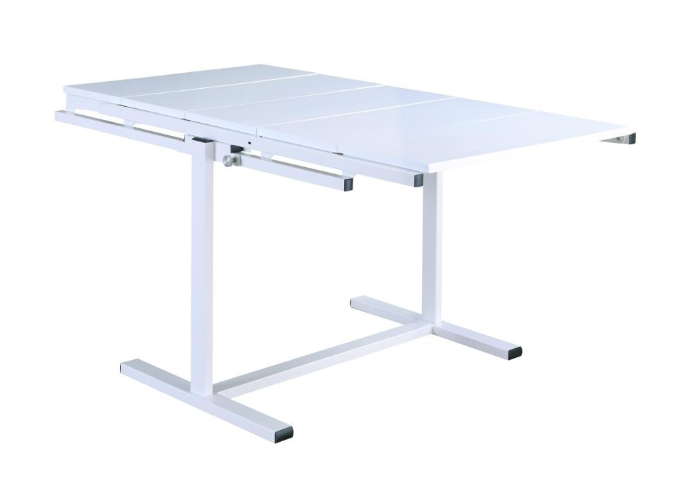 Chintaly Imports 8473-DT-WHT 8473 Gloss White Contemporary/Modern Dining Table, Metal with White Metal Base