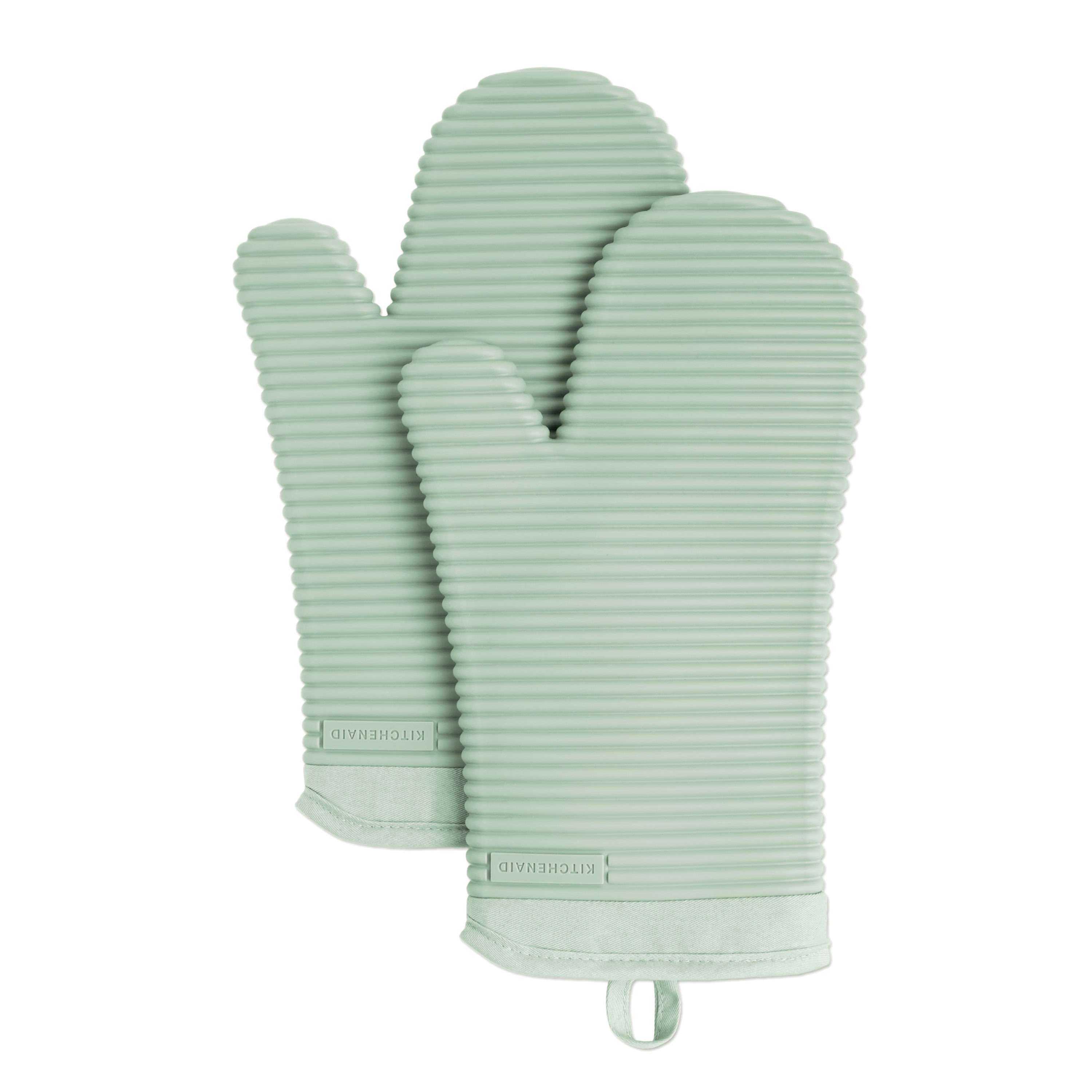 KitchenAid Aqua Sky Cotton Oven Mitt Set - Durable and Heat Resistant -  Slip-Resistant Silicone Grip - Set of 2 Albany Mitts - 7.25x13 Inches in  the Kitchen Towels department at
