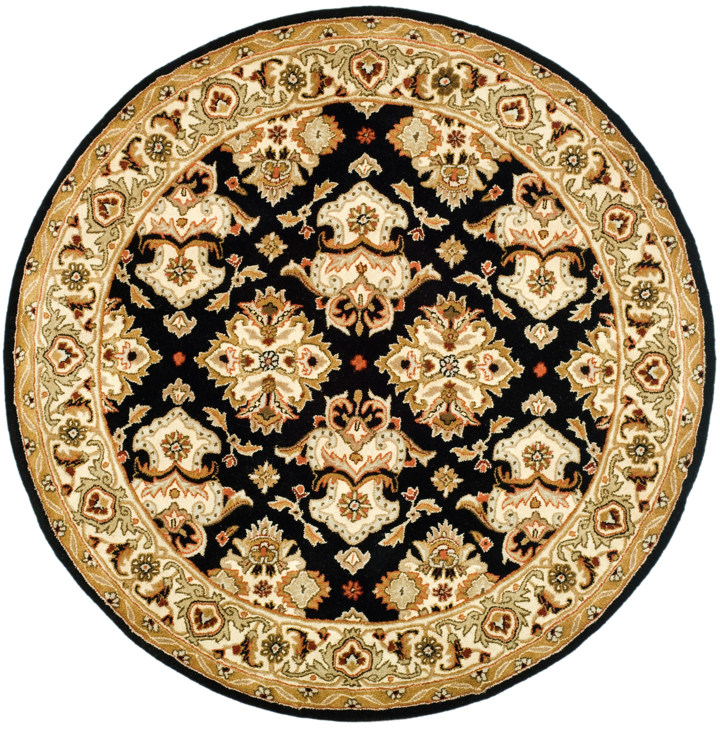 Safavieh Heritage Deloy 4 X 4 (ft) Wool Black/Ivory Round Indoor Floral ...