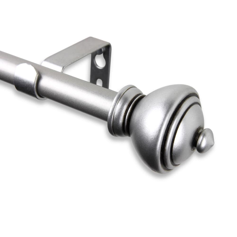 Hart & Harlow L5707-285 5/8-in Sanders 28-in to 48-in Satin nickel Steel Single curtain rod with Finials