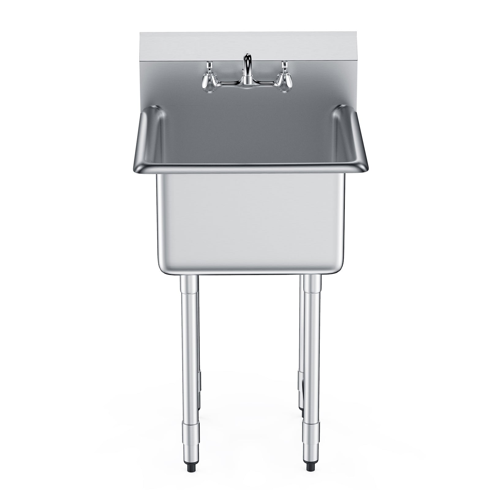 Wooakway 21 x 41 in Stainless Steel Prep Utility Sink Free Standing Single Bowl Commercial Kitchen Sink with Faucet and Legs Utility Sink for Restaurant Kitchen Garage Laundry