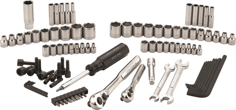 CRAFTSMAN 206-Piece Standard (SAE) and Metric Combination Polished Chrome  Mechanics Tool Set with Hard Case in the Mechanics Tool Sets department at