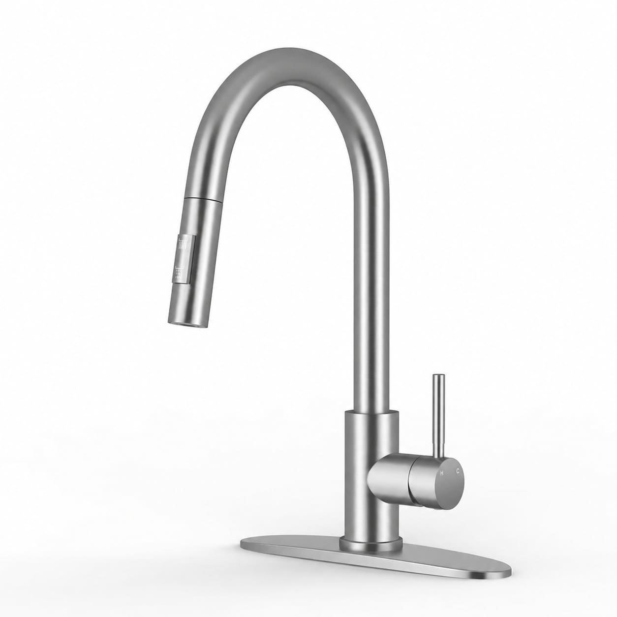 Misopily  Kitchen Faucet with Pull Down Sprayer Brushed Nickel SUS304 Stainless Steel Kitchen Sink Faucets High Arc Single Handle Faucet for
