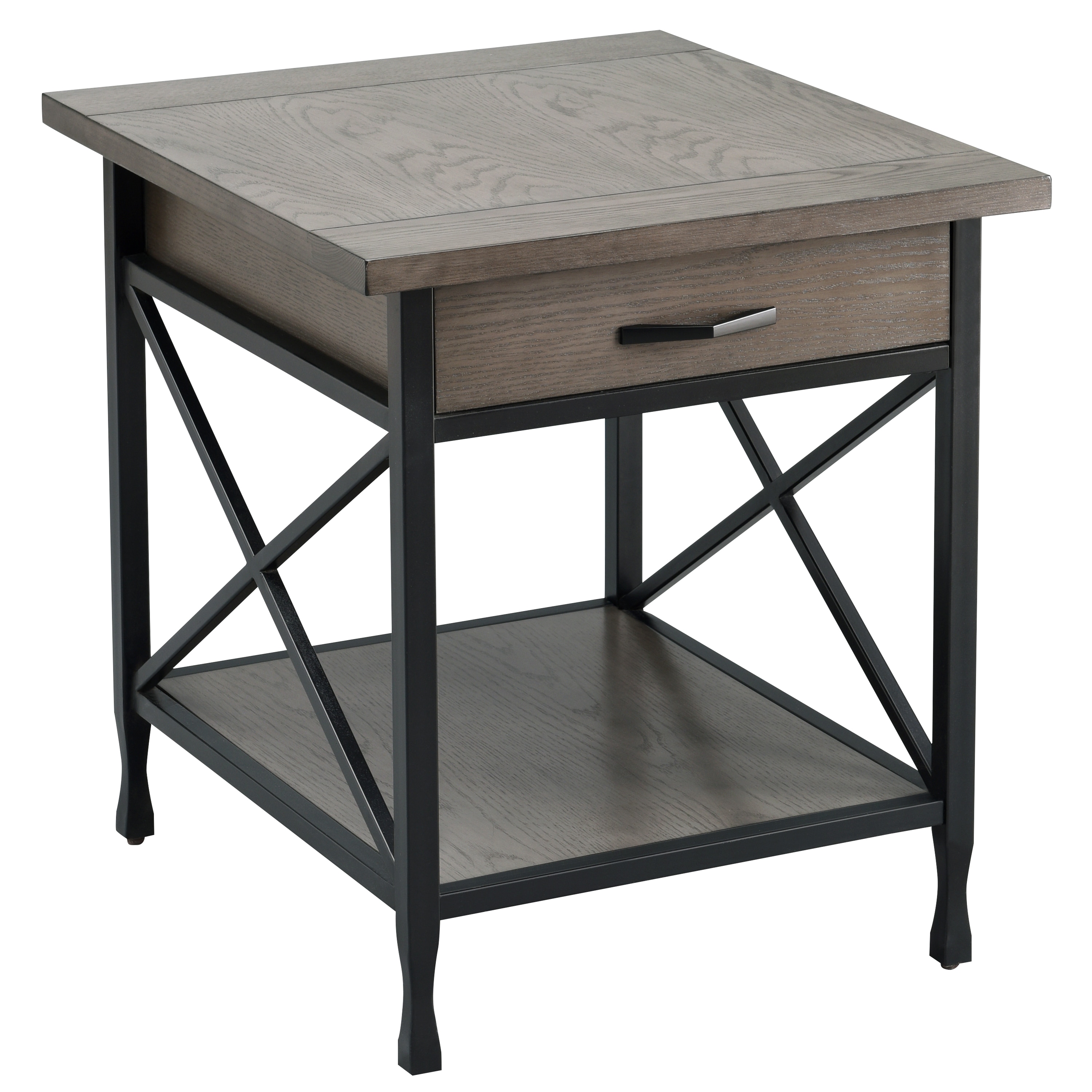 Leick Home 23007 Chisel Forge 24-Inches W x 24-Inches H Smoke Gray Wood Rectangular Modern End Table with Storage Assembly Required