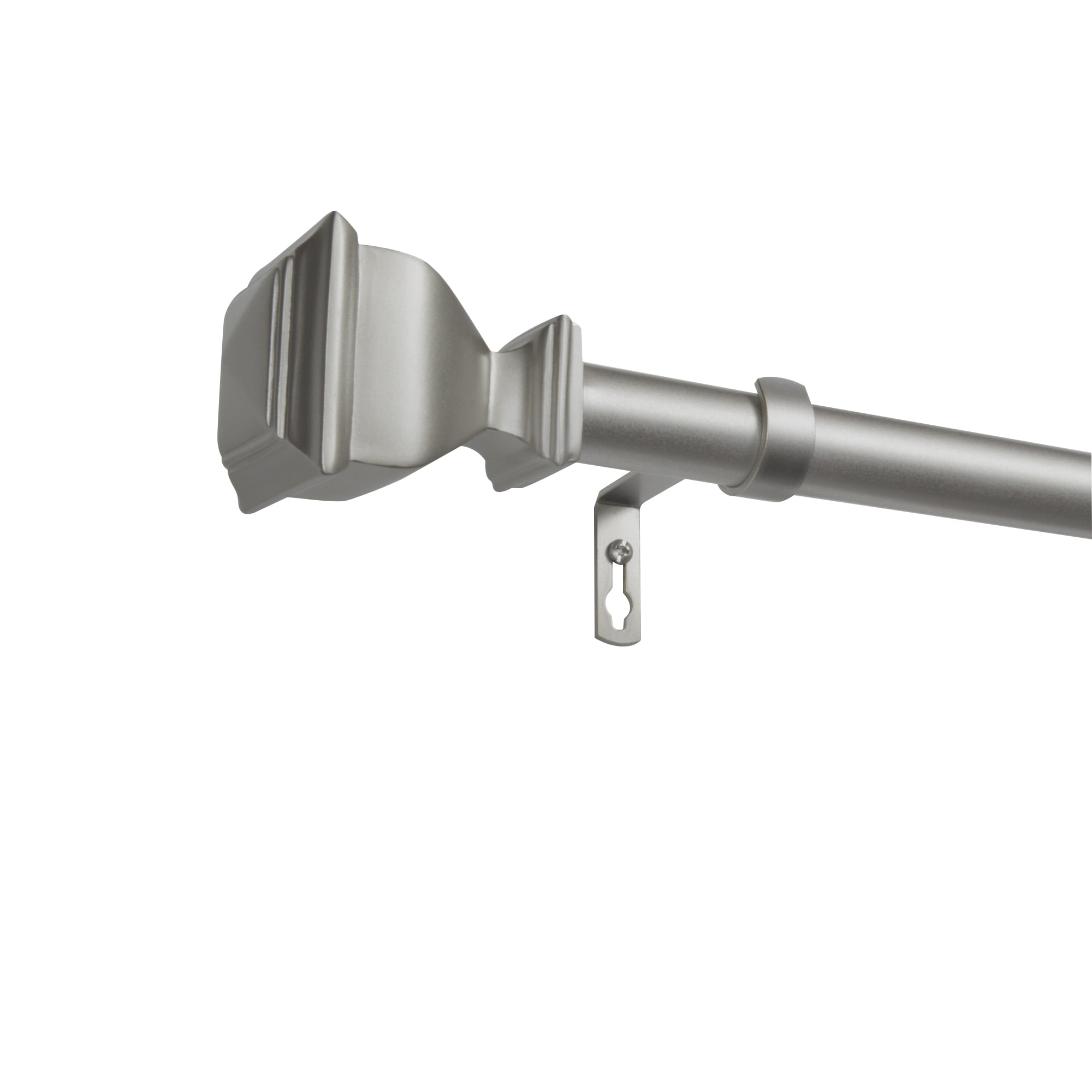 Exclusive Home ER1030-03 84160 Napoleon Outdoor 84-in to 160-in Matte silver Iron Single curtain rod with Finials