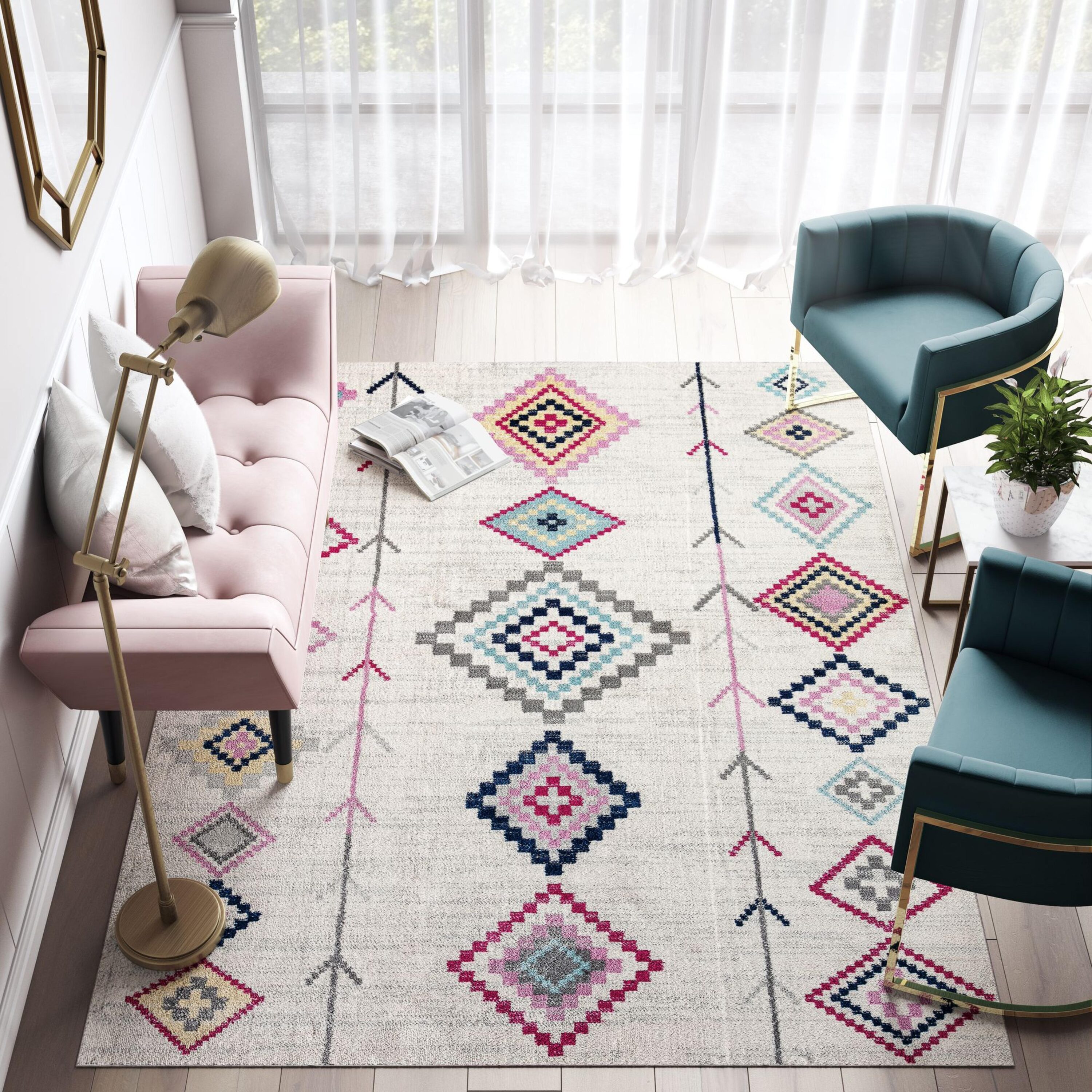 Native Ivory Synthetic Easy-Care Stain-Resistant Area Rug, 2'x4'