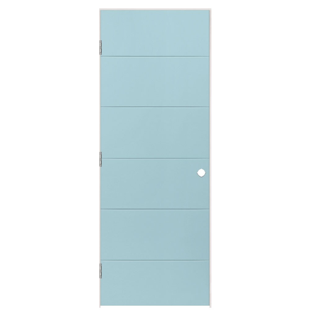 Masonite 1446621 30-in x 80-in Sea Mist Hollow core Flush Right hand Smooth Prefinished Molded composite Flat Jamb Single Prehung Interior Door