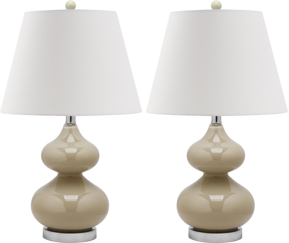 Safavieh LIT4086L-SET2 Eva Modern/contemporary Medium base (E-26) Lamp Set with White Shades