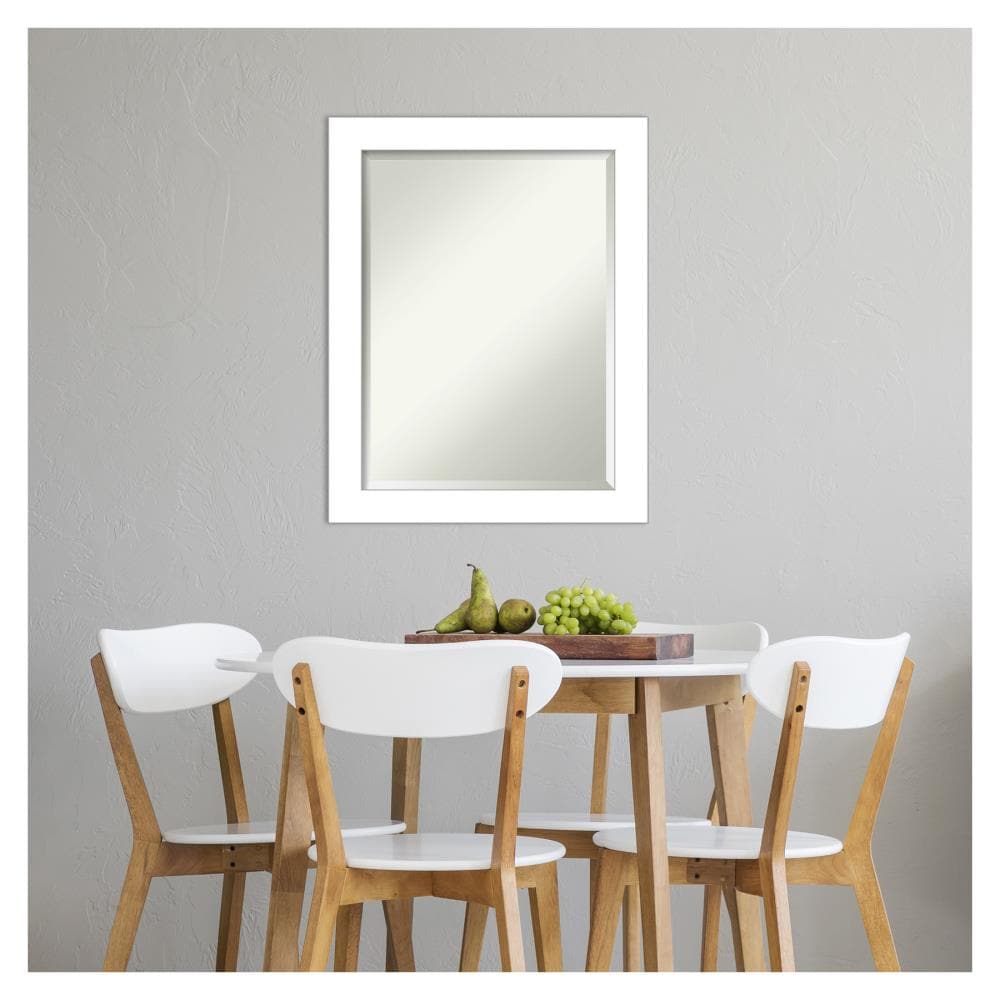 White Rectangular Framed Bathroom Vanity Mirror