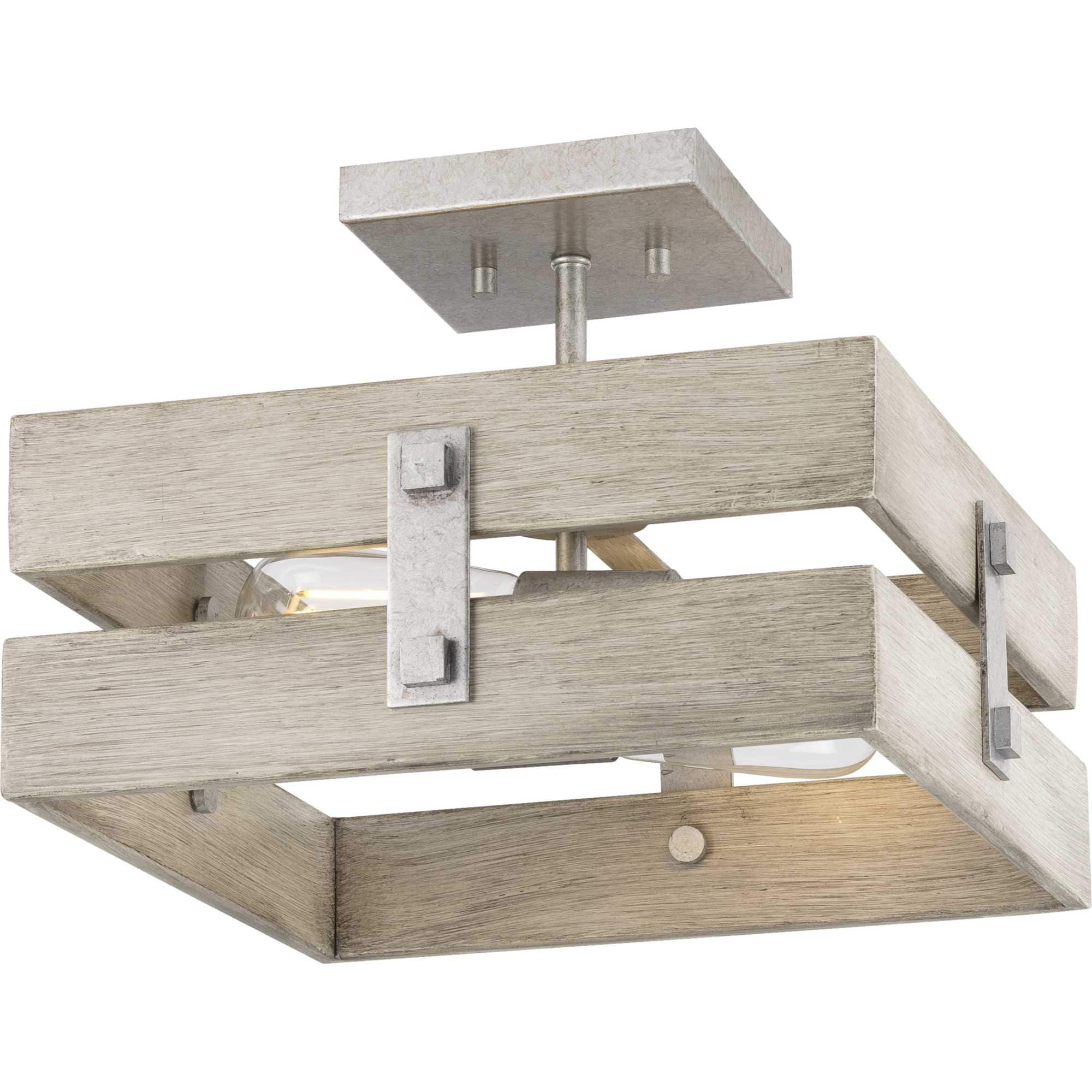 Progress Lighting P350172-141 Hemsworth 2 -Light 13.5-in Gray Semi Flush Mount Light
