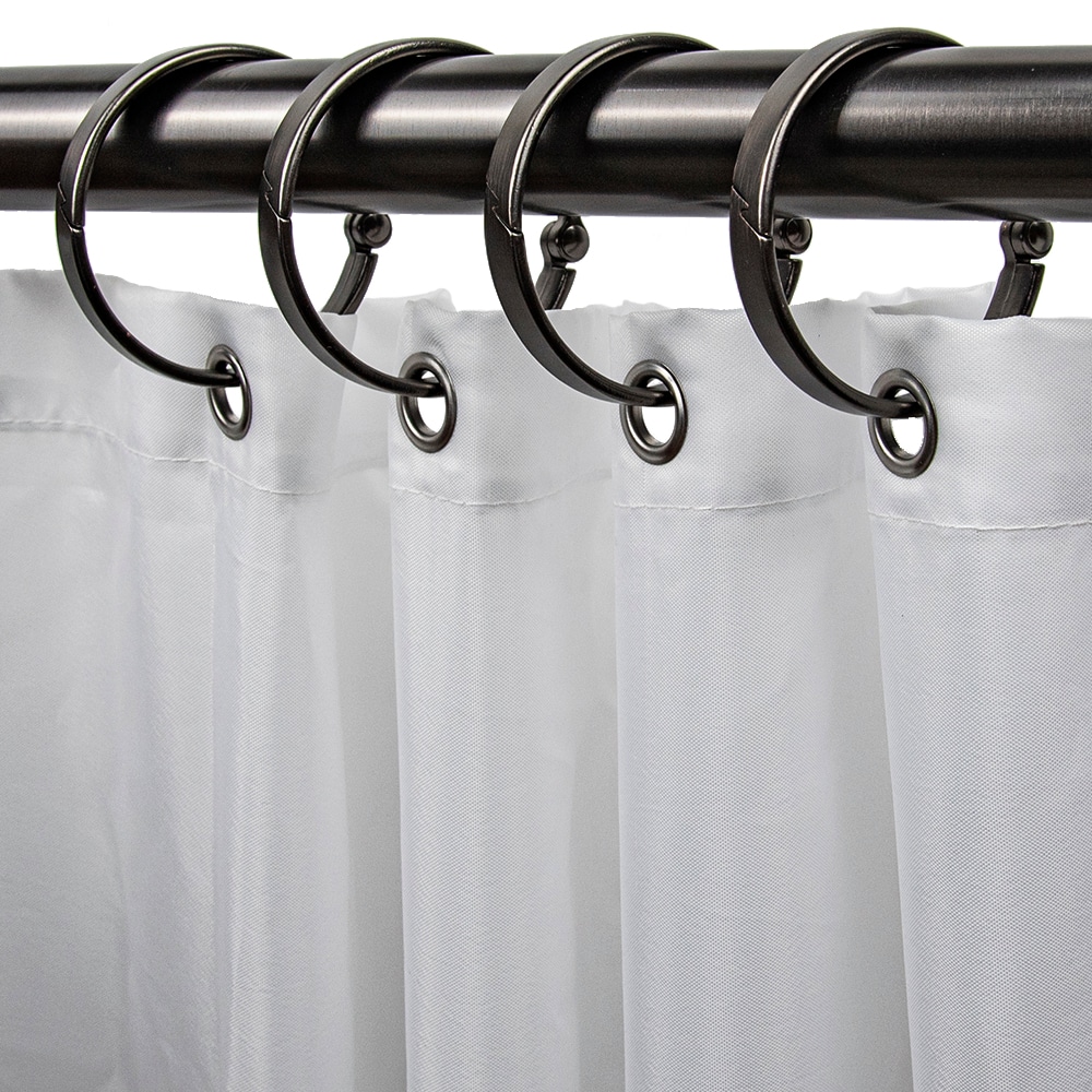 12 Pewter & Bronze Finish Metal Shower Curtain Hooks With Ball
