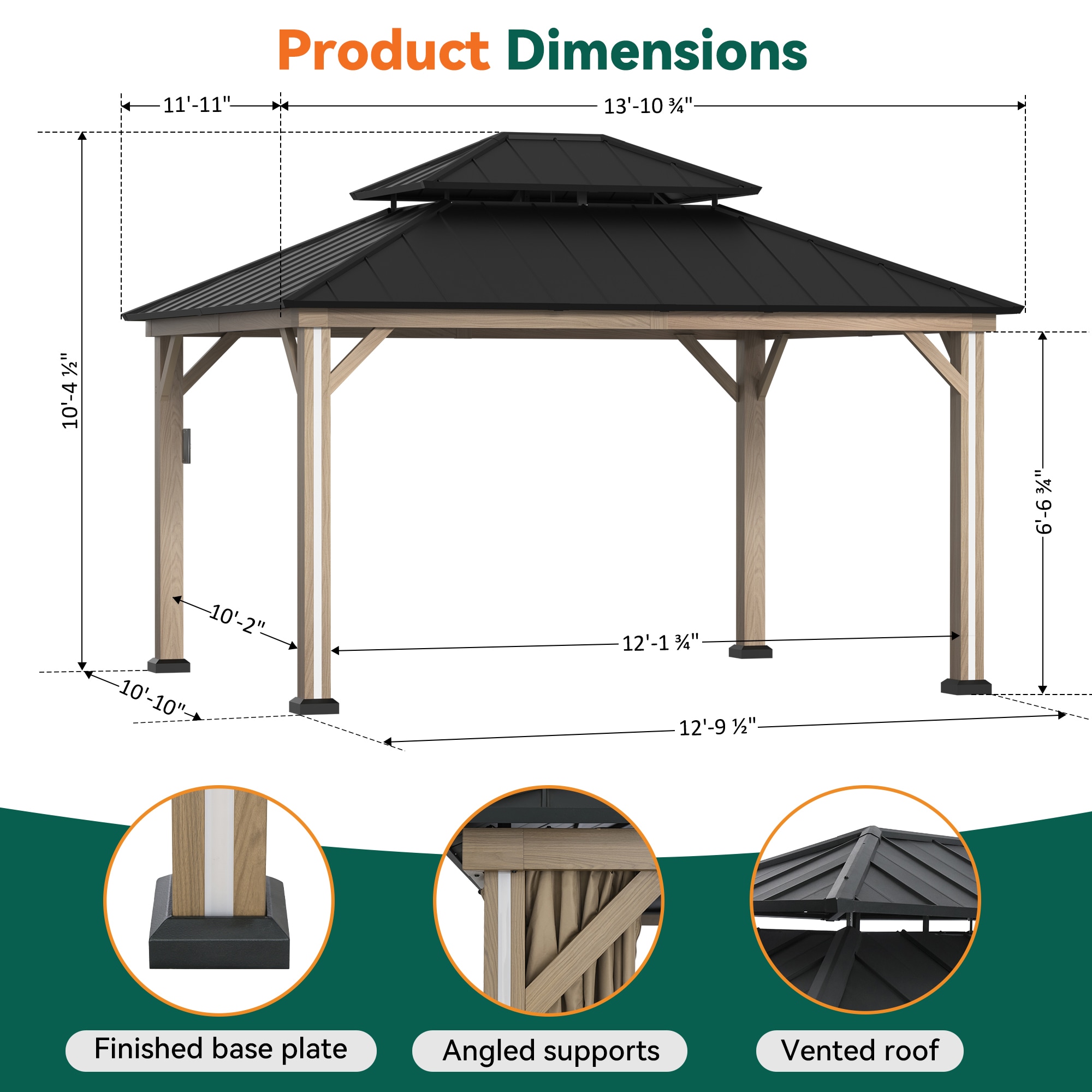 ELEVATE OUTDOORS IG10600042-1214 WBR Wood-Resin-Gazebos - View #2