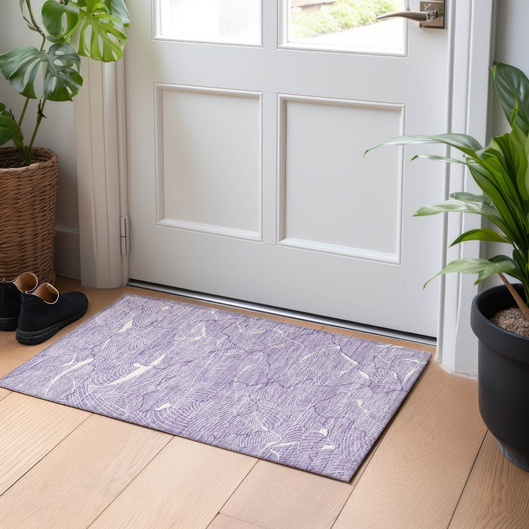 Addison Rugs ACN1048PP20X30 Chantille ACN1048PP 2 x 3 (ft) Polyester Purple Rectangular Indoor/Outdoor Geometric Machine washable Area rug