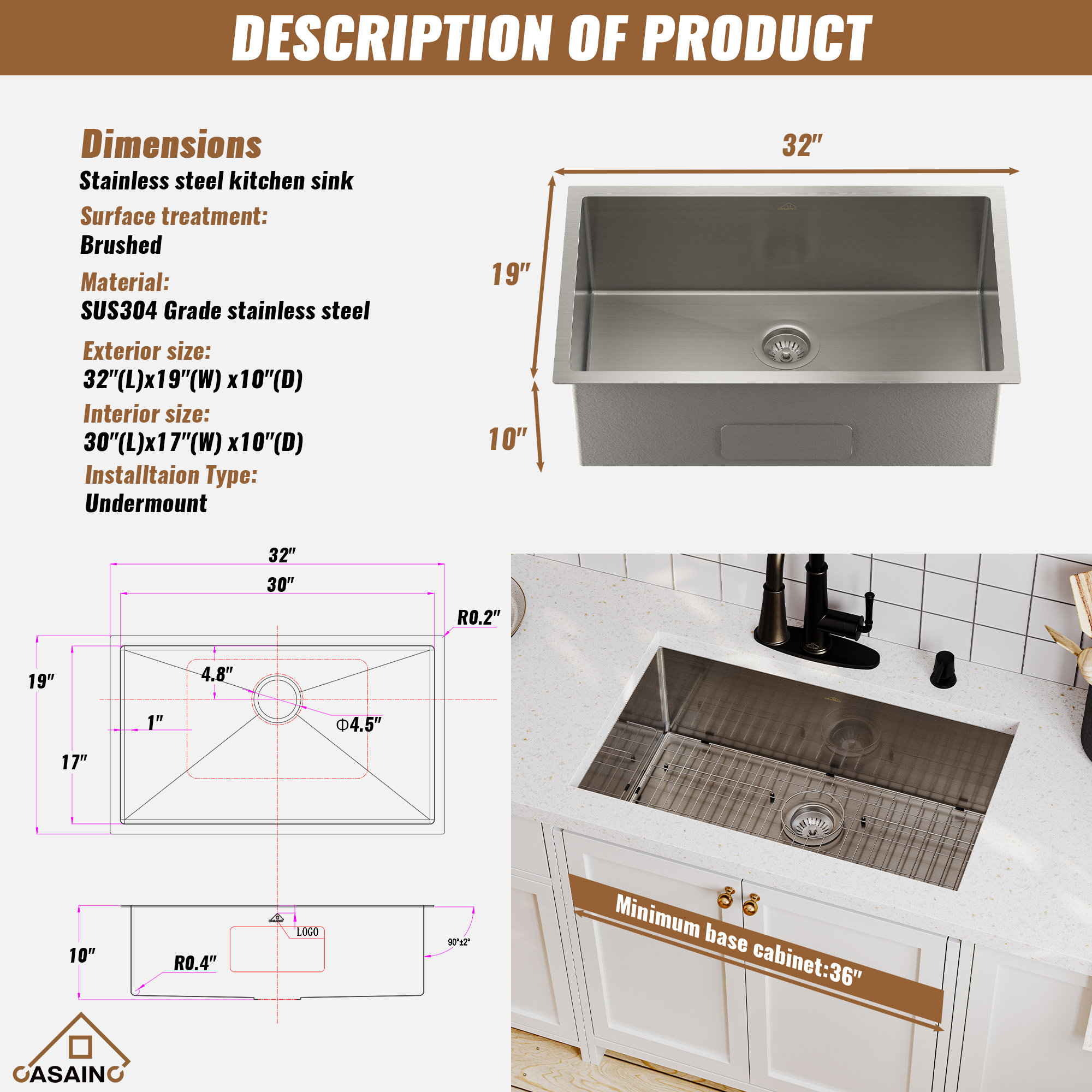 CASAINC YS-FH-SINK-022-WE Kitchen-Sinks - View #7