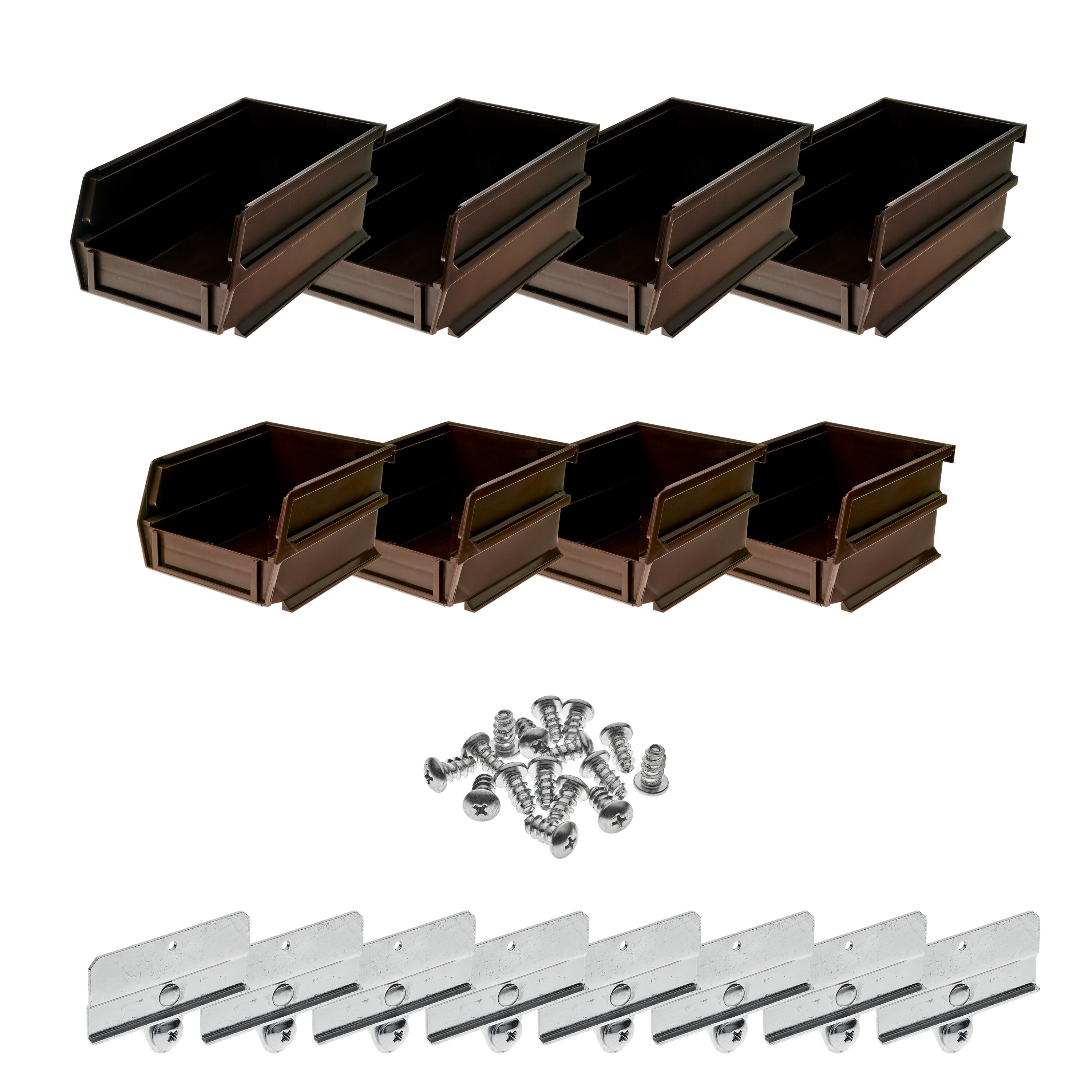 Triton Products 028-BR 8 -Pack ( 4.125-in W x 3-in H x 7.375-in D ) Brown Polypropylene Stackable Bin