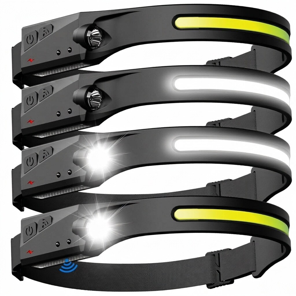 Vrbgify 4 Pack Rechargeable LED Headlamp 230 Degree Wide Beam USB C Lightweight Water Resistant Head Lamp for Camping Hiking Running Fishing Repair #LVG0427P20