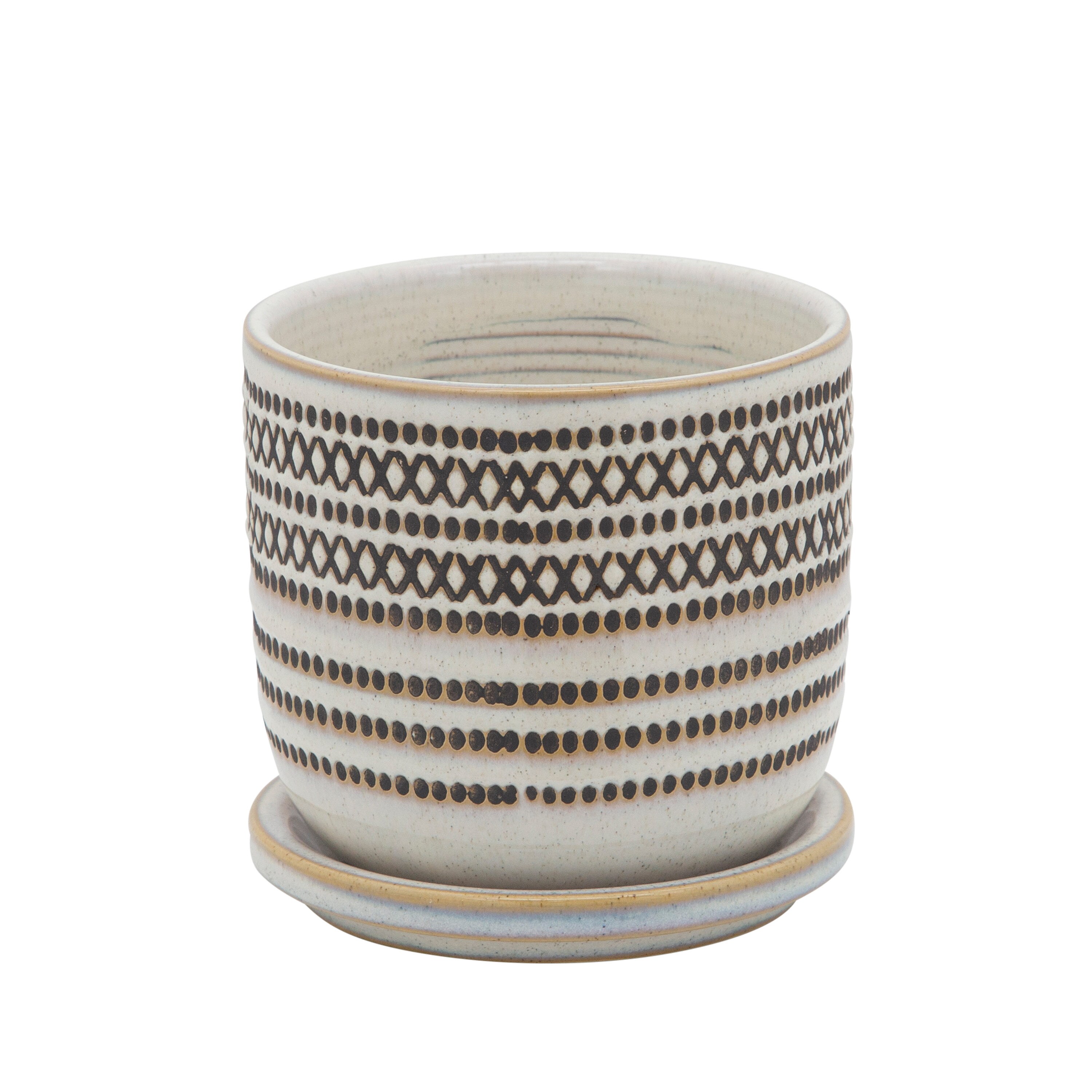 Sagebrook Home 15784-01 Round 5-in W x 5-in H Off-white Ceramic Indoor/Outdoor Planter