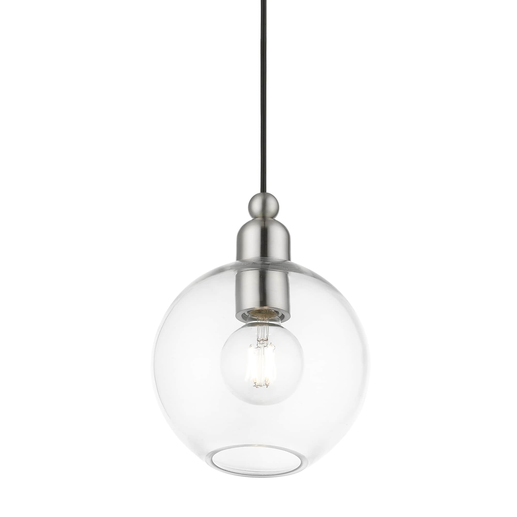 Downtown Elegance Brushed Nickel Globe Pendant with Clear Glass