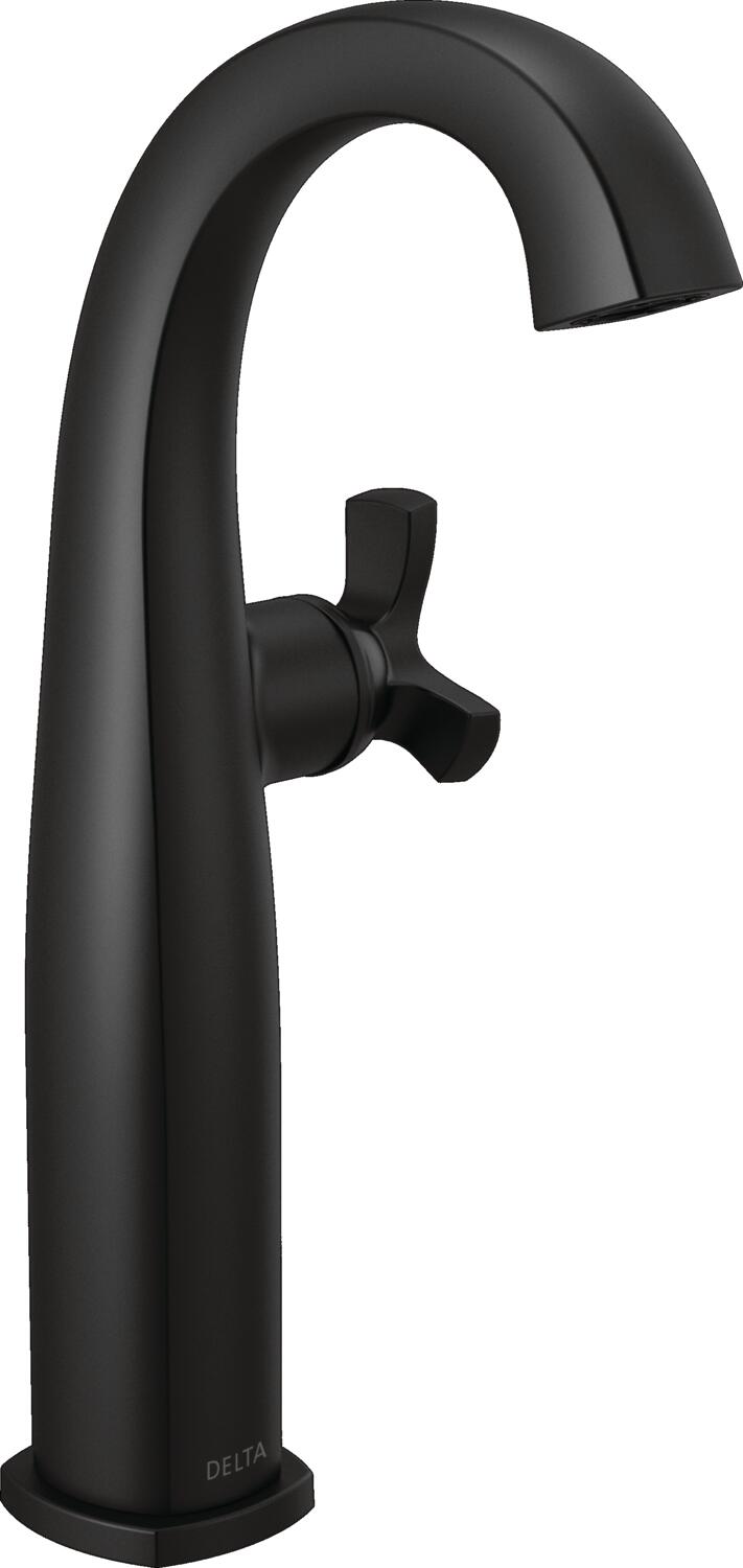 Delta 7776-BL-DST Stryke Matte Black Vessel 1-handle WaterSense Mid-arc Residential Handle Bathroom Sink Faucet