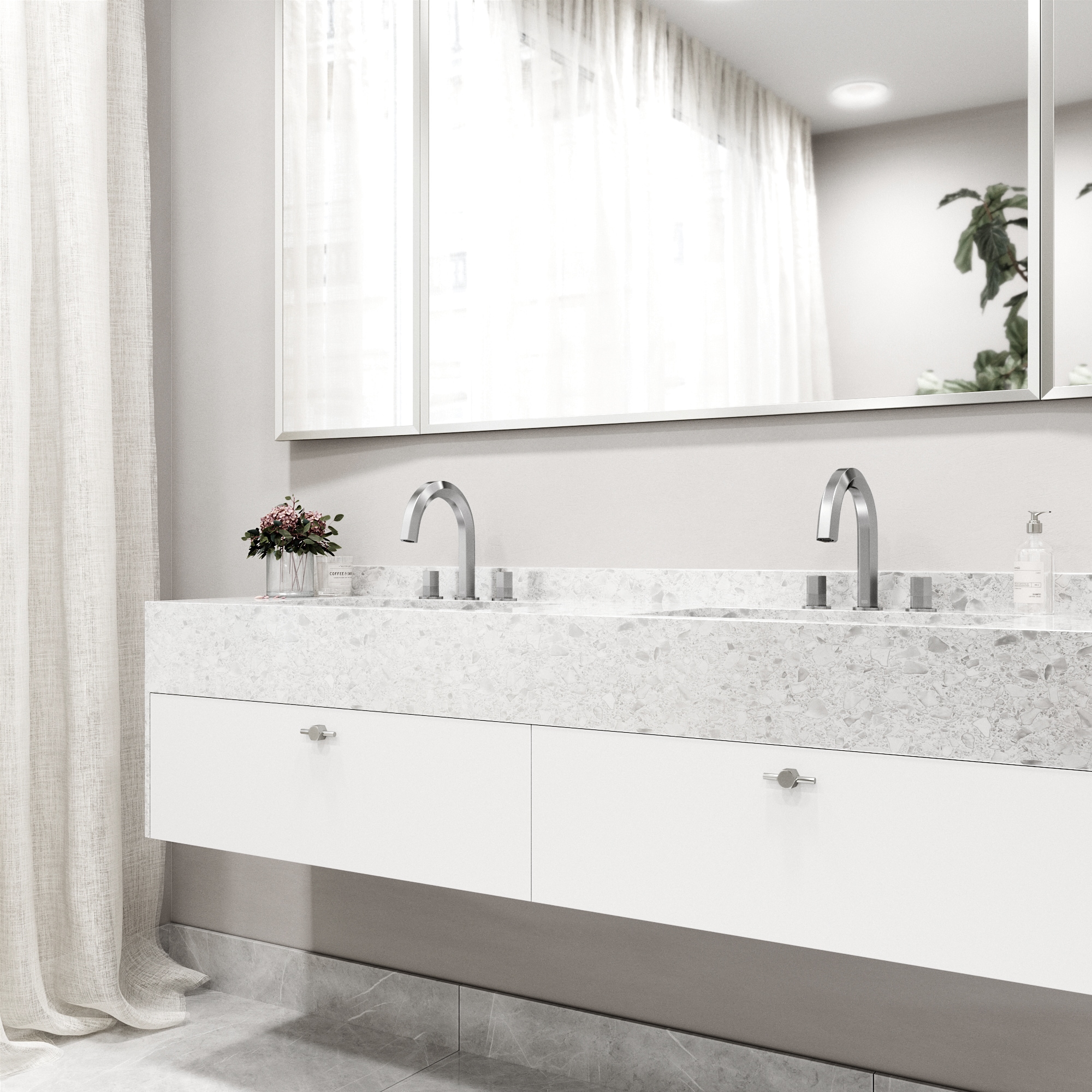 Hart Modern Brushed Nickel 2-Handle Low-Arc Bathroom Faucet