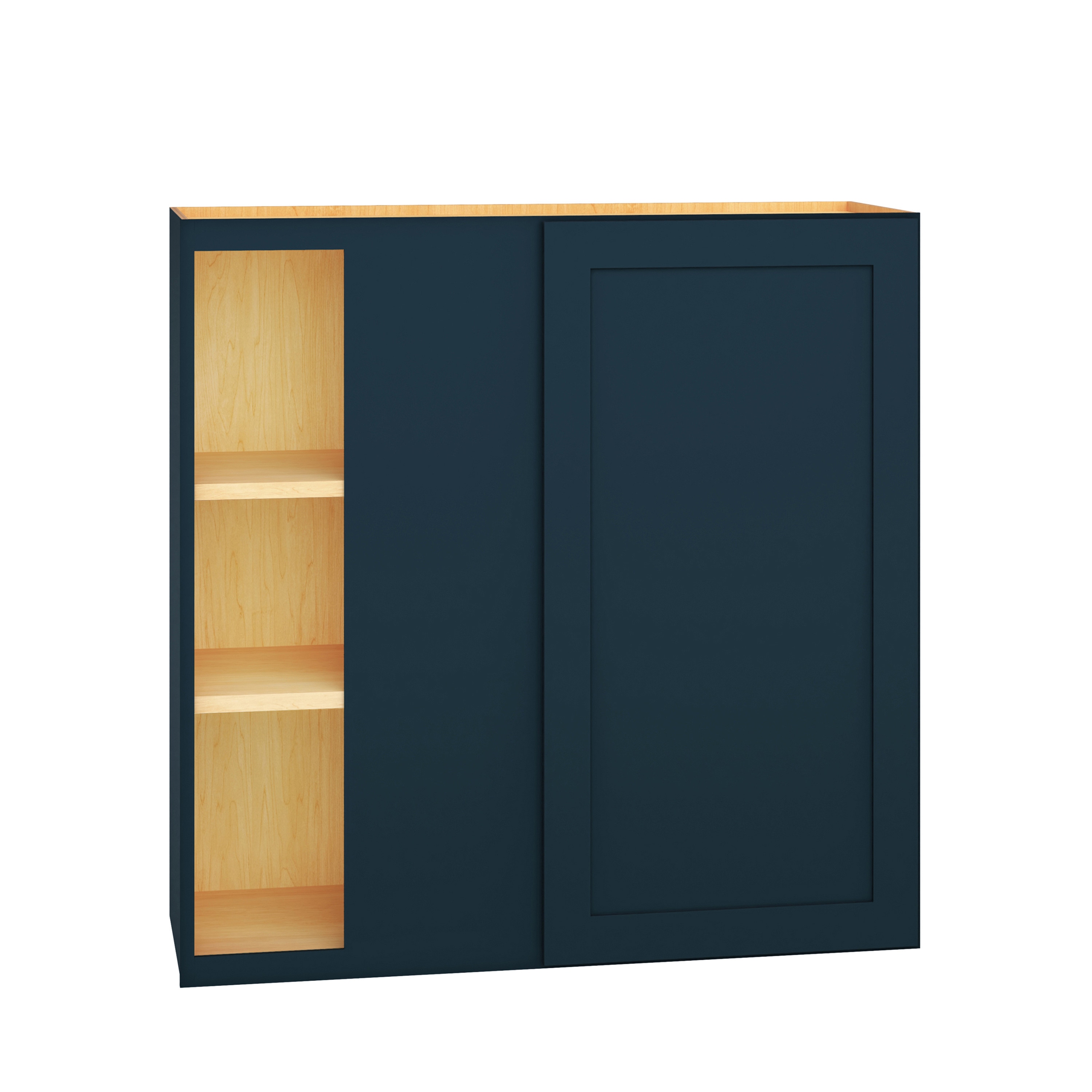 Diamond Express Jamestown 36-in W x 36-in H x 12-in D Regatta Blue L-shaped Corner Wall Fully Assembled Plywood Cabinet (Recessed Panel Shaker Style)