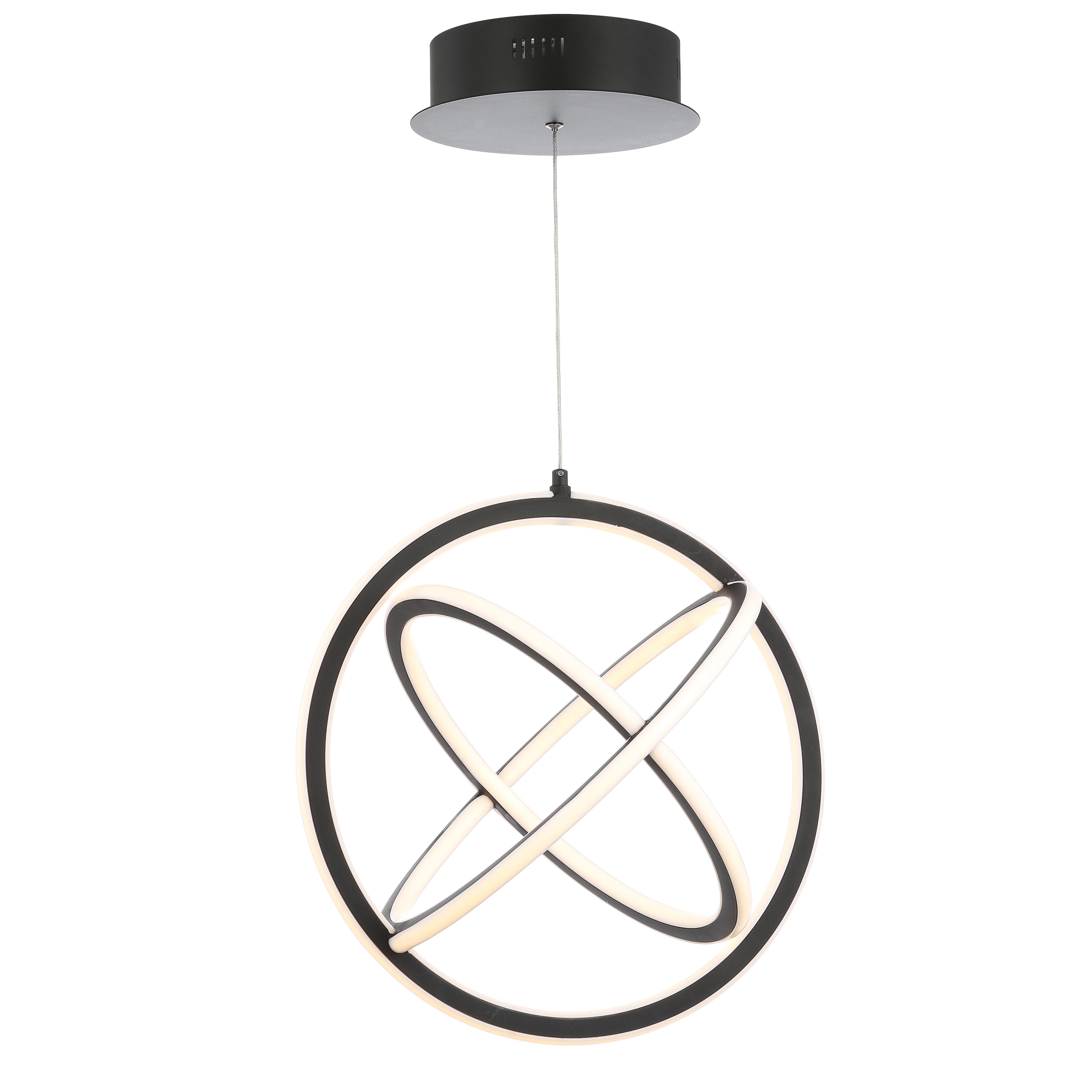 Orbit 16.5" Black Adjustable Integrated LED Metal Globe Pendant