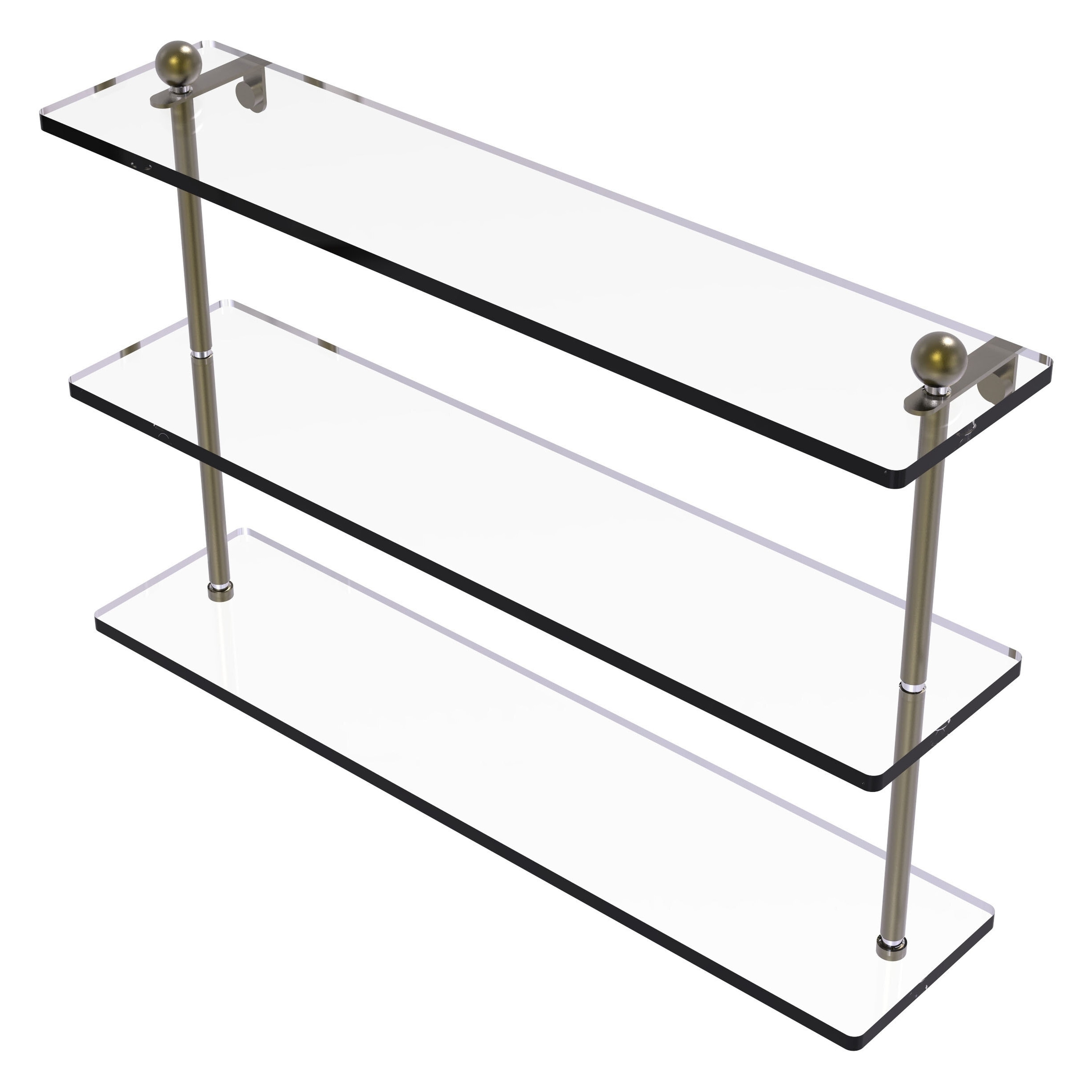 Allied Brass PR-5/22-ABR Prestige Regal Antique Brass 3 -Tier Wall mount Corner Bathroom Shelf ( 22-in x 15-in x 5-in )