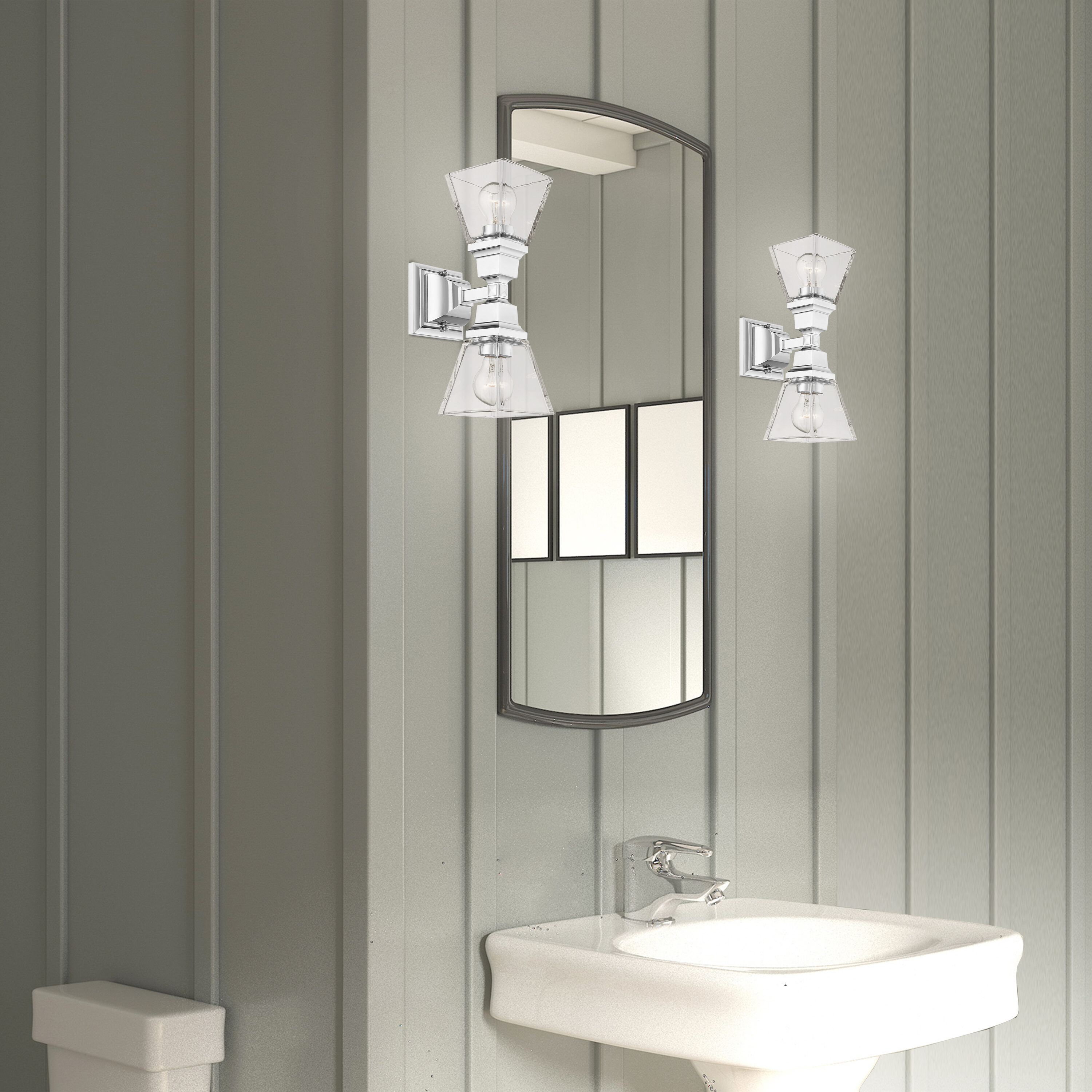 Polished Chrome Clear Glass 2-Light Wall Sconce