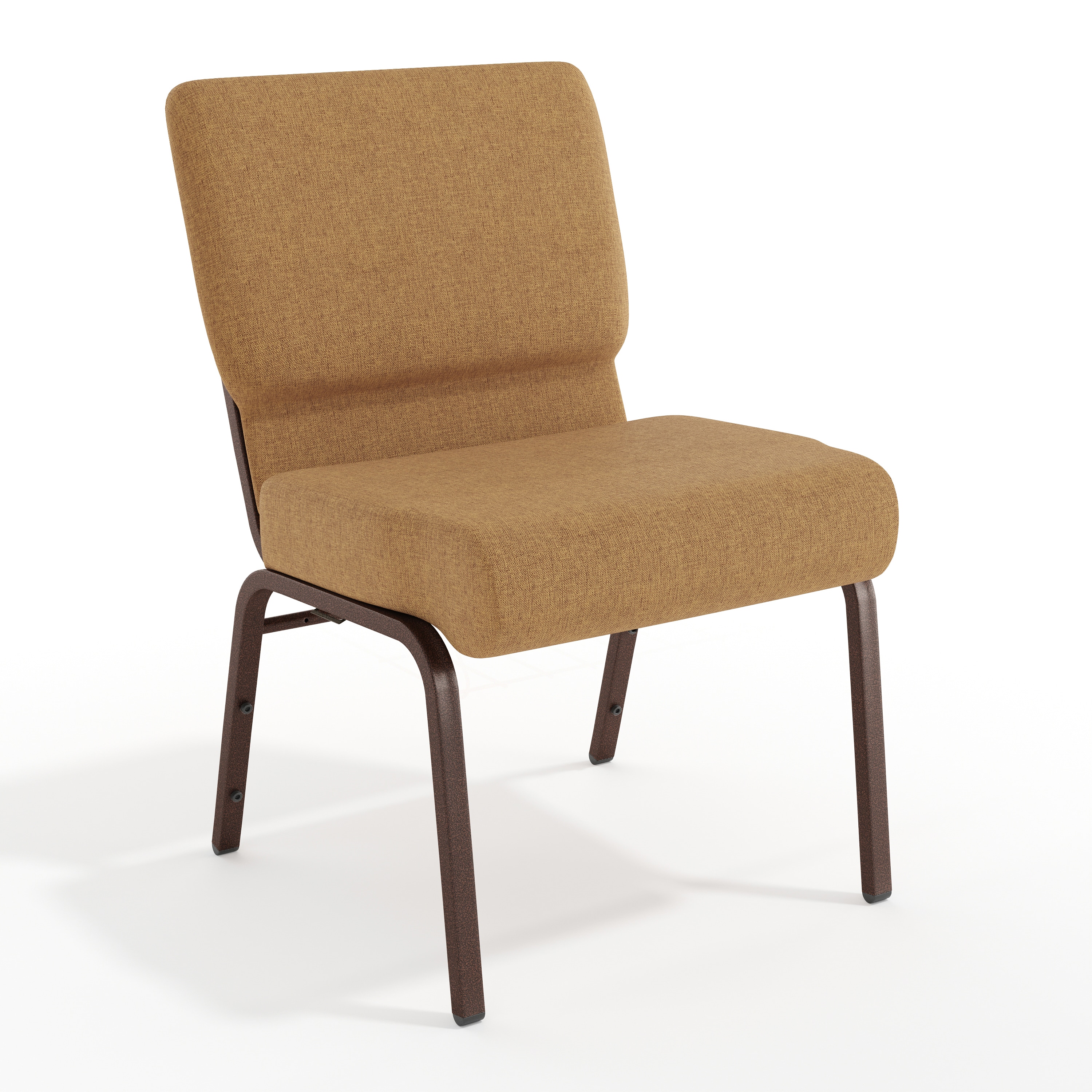 Emma + Oliver - 21-in W Stacking Church Chair in Caramel Fabric - Copper Vein Frame