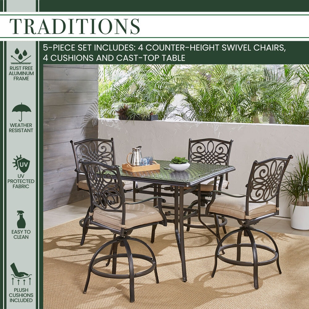 Hanover TRADDN5PCSQBR Patio-Dining-Sets - View #2